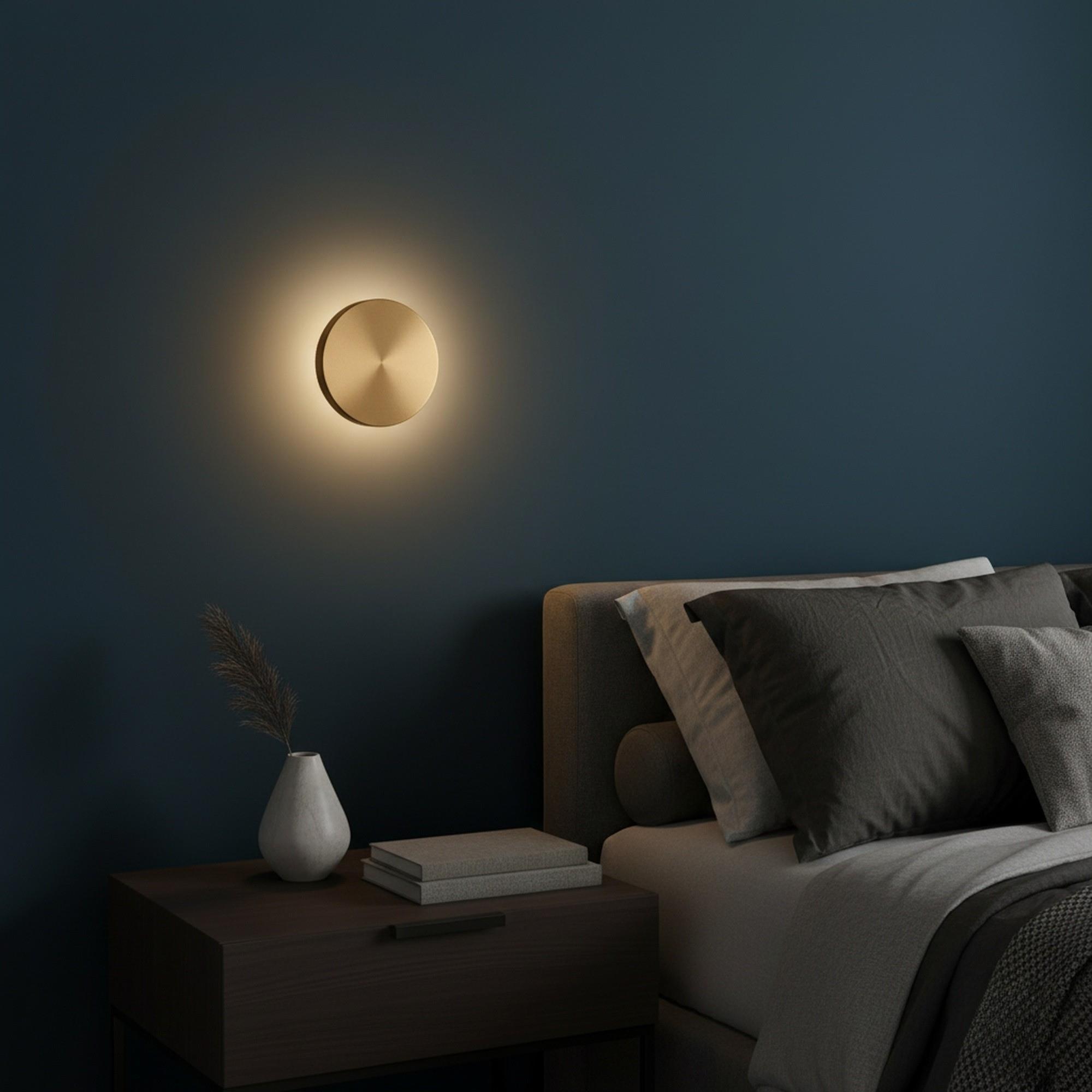 Aura Ledli Metal Sıvama Tekli Duvar Aplik Çap 15 cm,Eskitme Altın,Ambiyans Aydınlatma AURA-15520-M