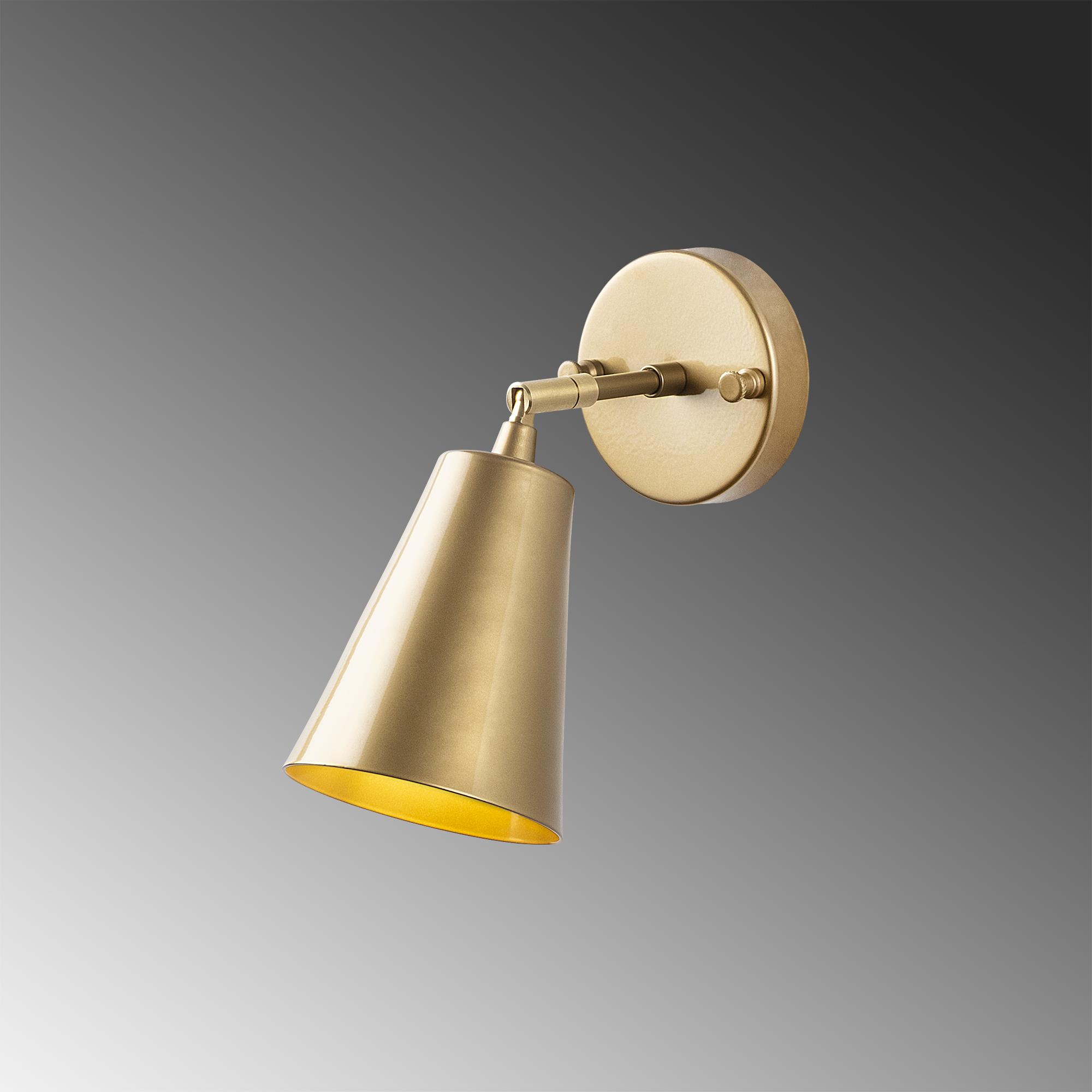 Evander Hareketli Başlık Tekli Aplik Parlak Gold, Modern Metal Sıvama Dekoratif Lamba EVANDER-13190