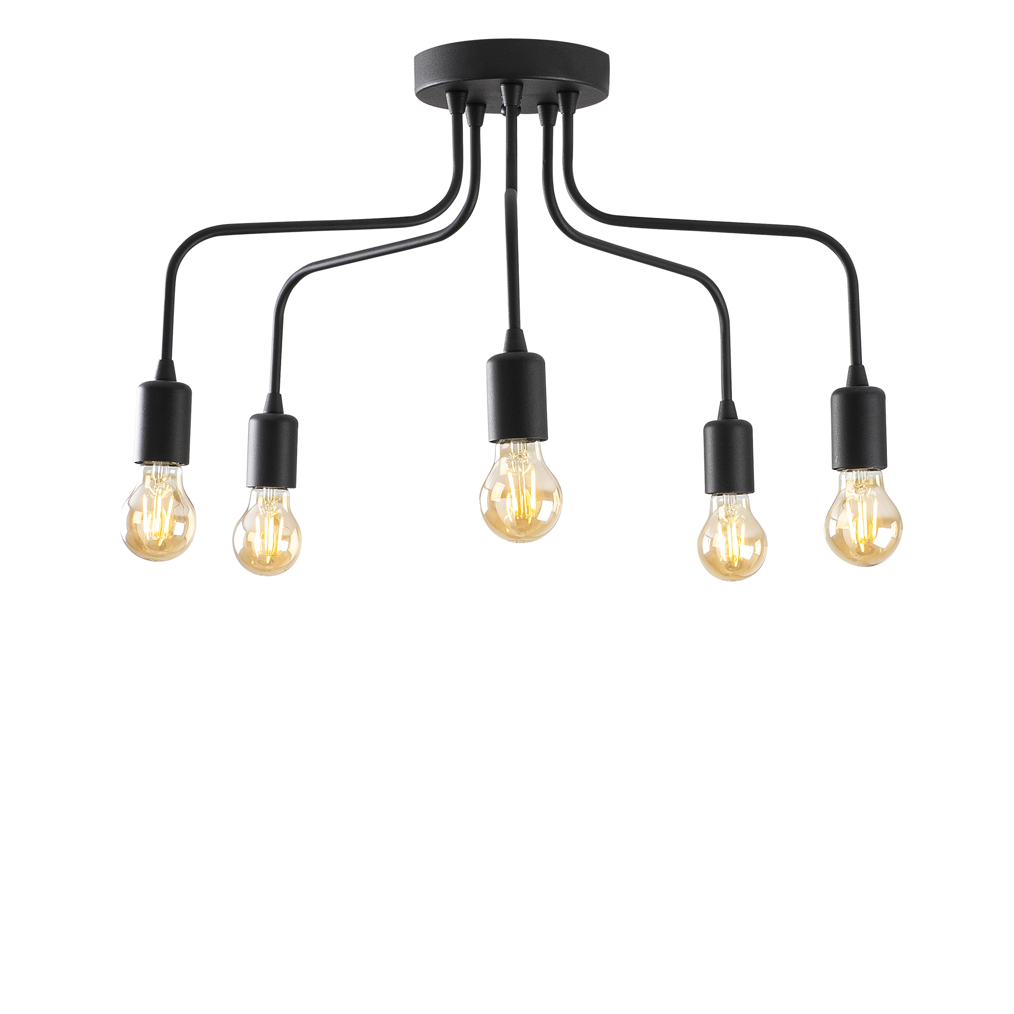 Rustik 5Li Plafönyer Pütürlü Siyah Candelabra-Nua-1182
