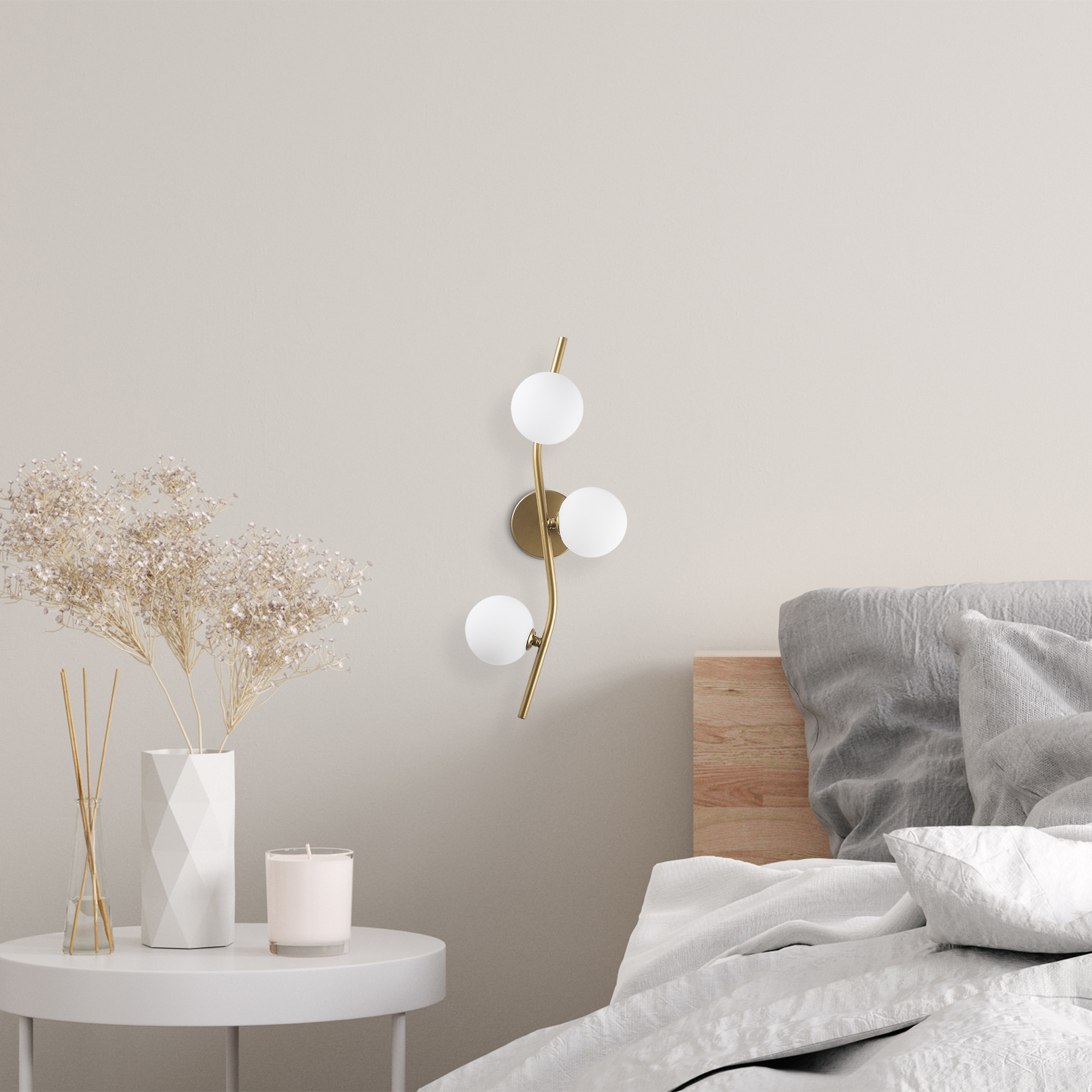 Camlı 3Lü Aplik Parlak Gold Domıno-7147