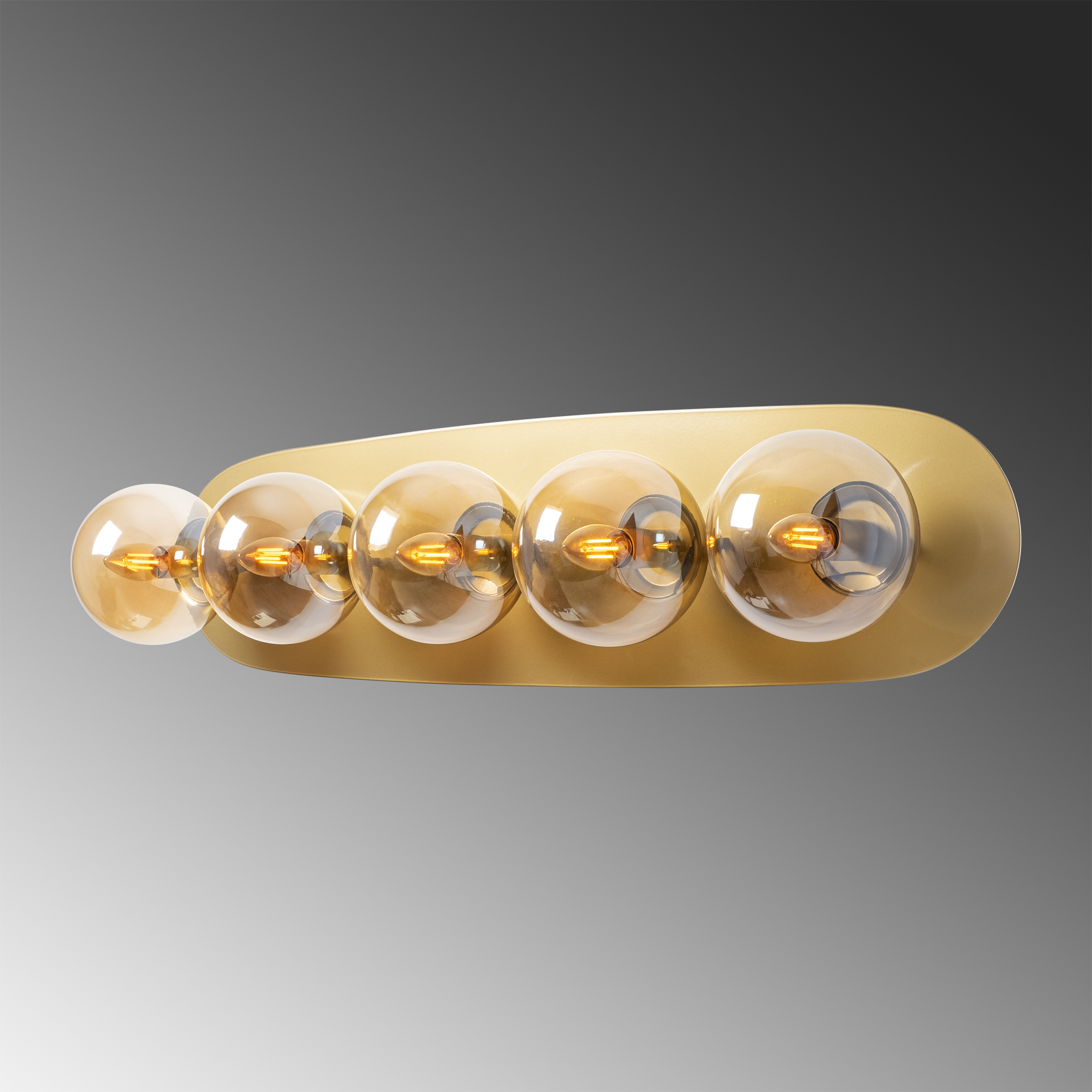 Camlı 5Li Aplik Parlak Gold Well-11726
