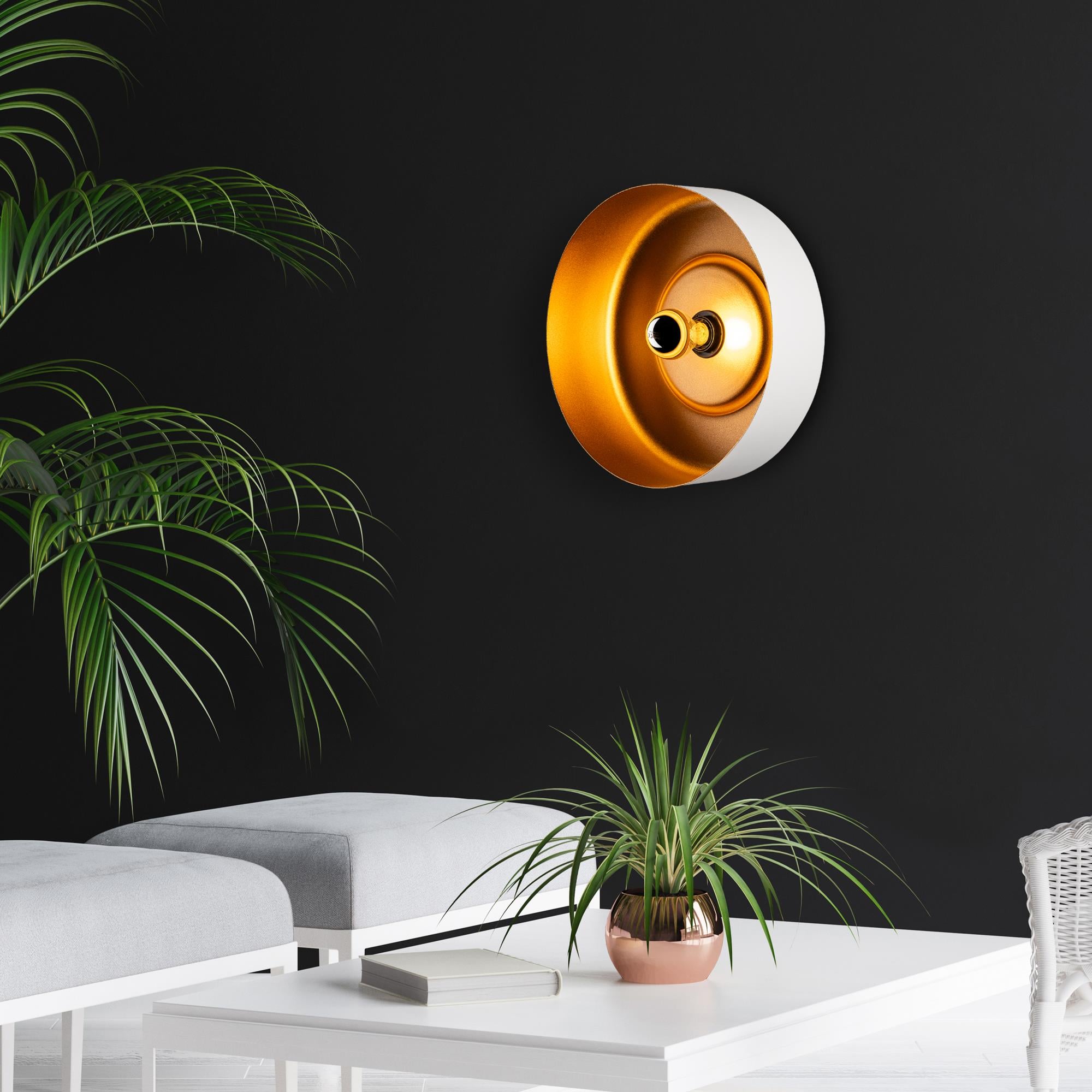 Vesta Modern Metal Sıvama Başlıklı Tekli Aplik Beyaz, Minimalist Duvar Lambası VESTA-15073