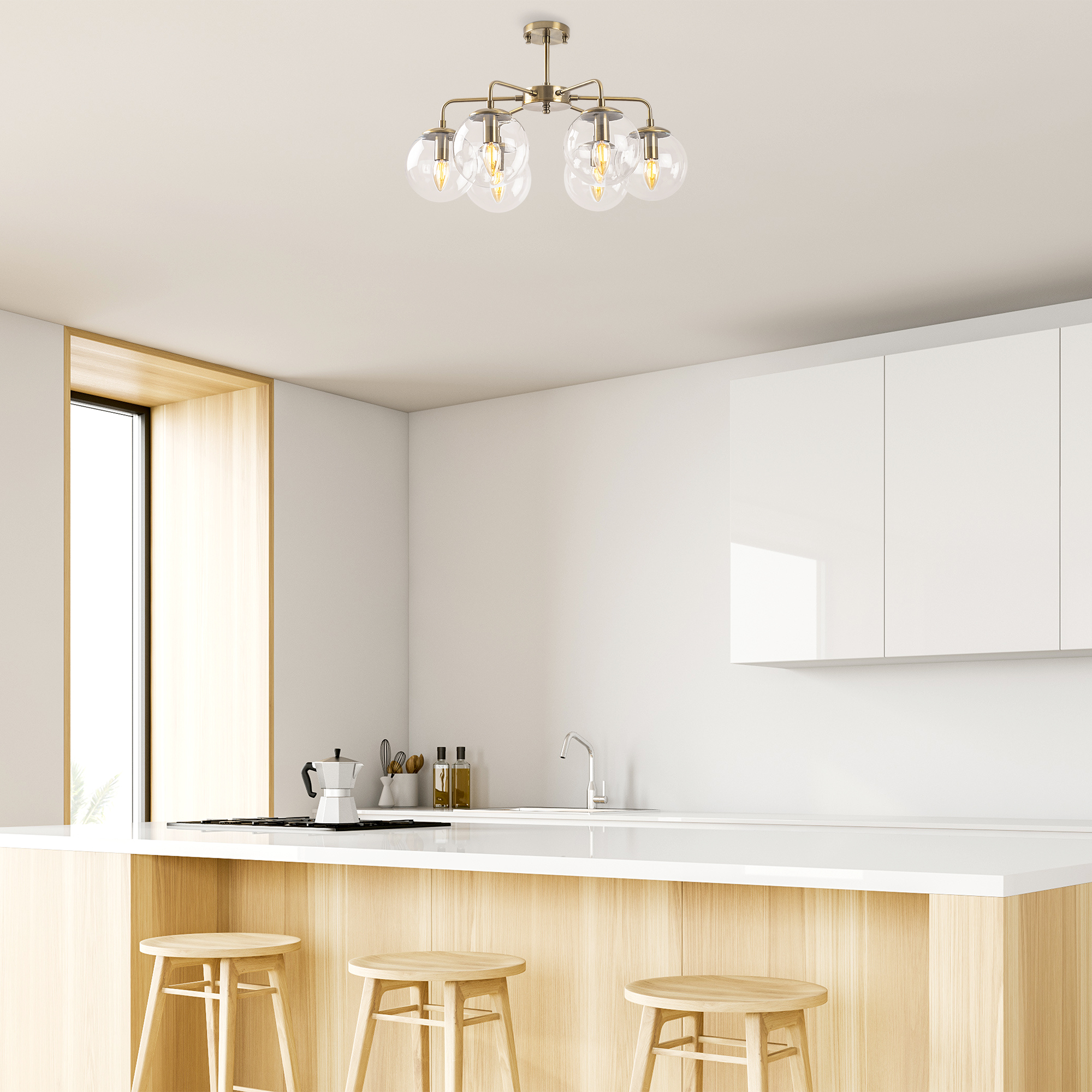 Camlı 6Lı Plafönyer Eskitme Vıran-11011