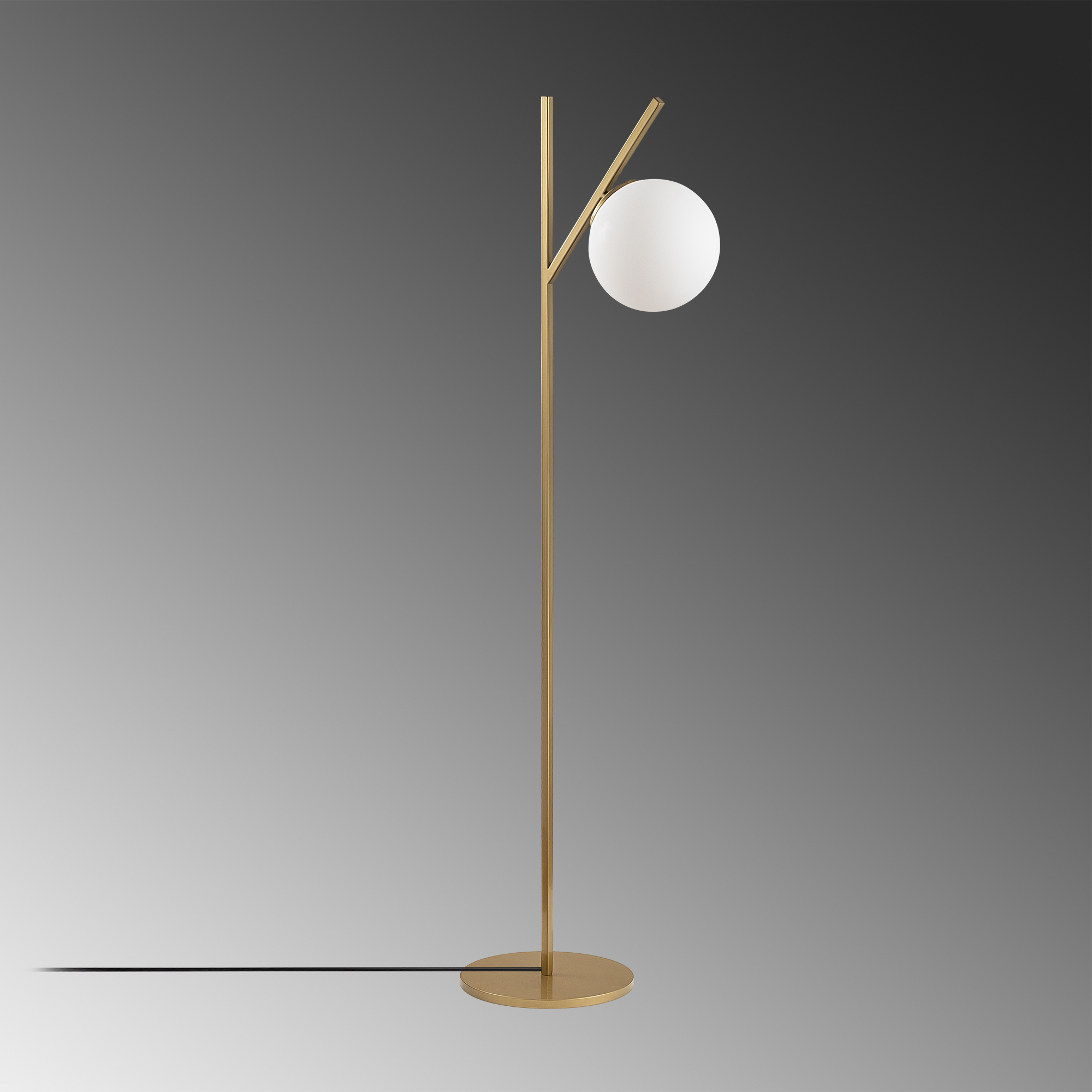 Camlı Tekli Lambader Parlak Gold Fork-13028