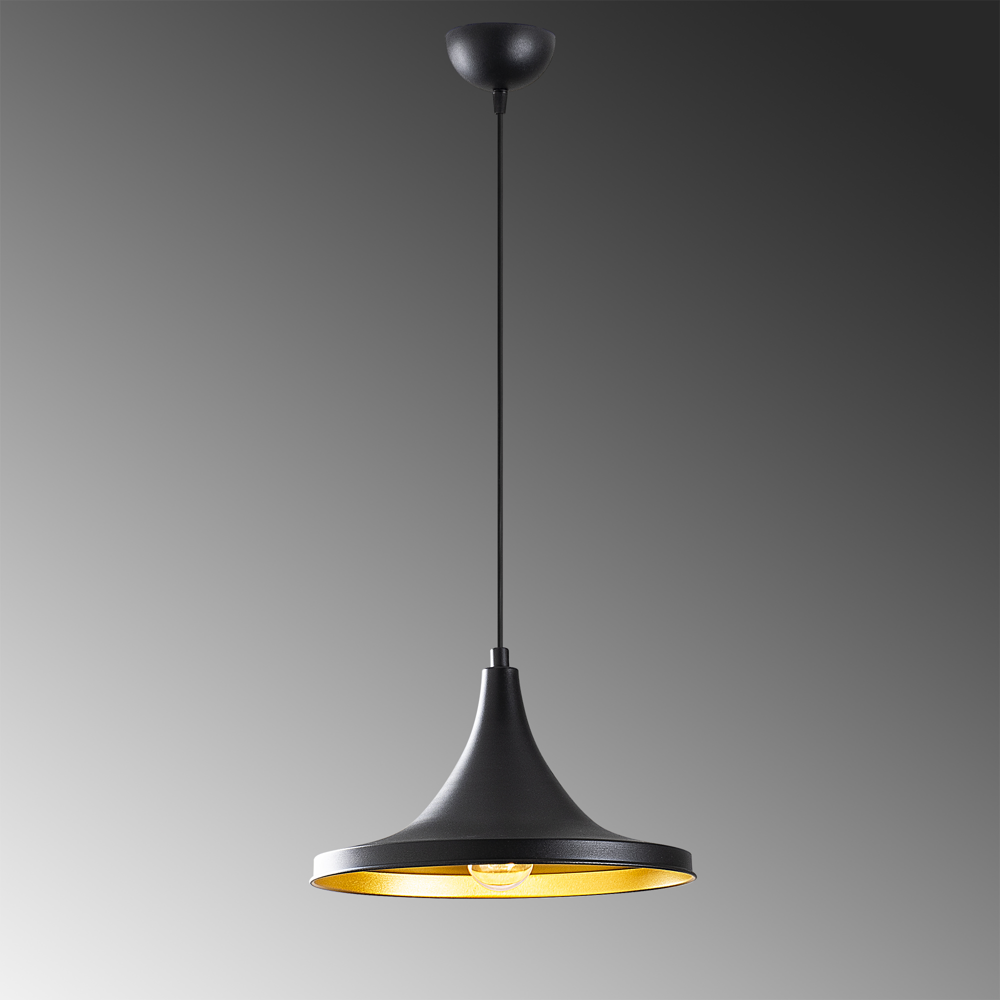 Metal Sıvama Tekli Sarkıt Pütürlü Siyah Tepsı-193Black-1