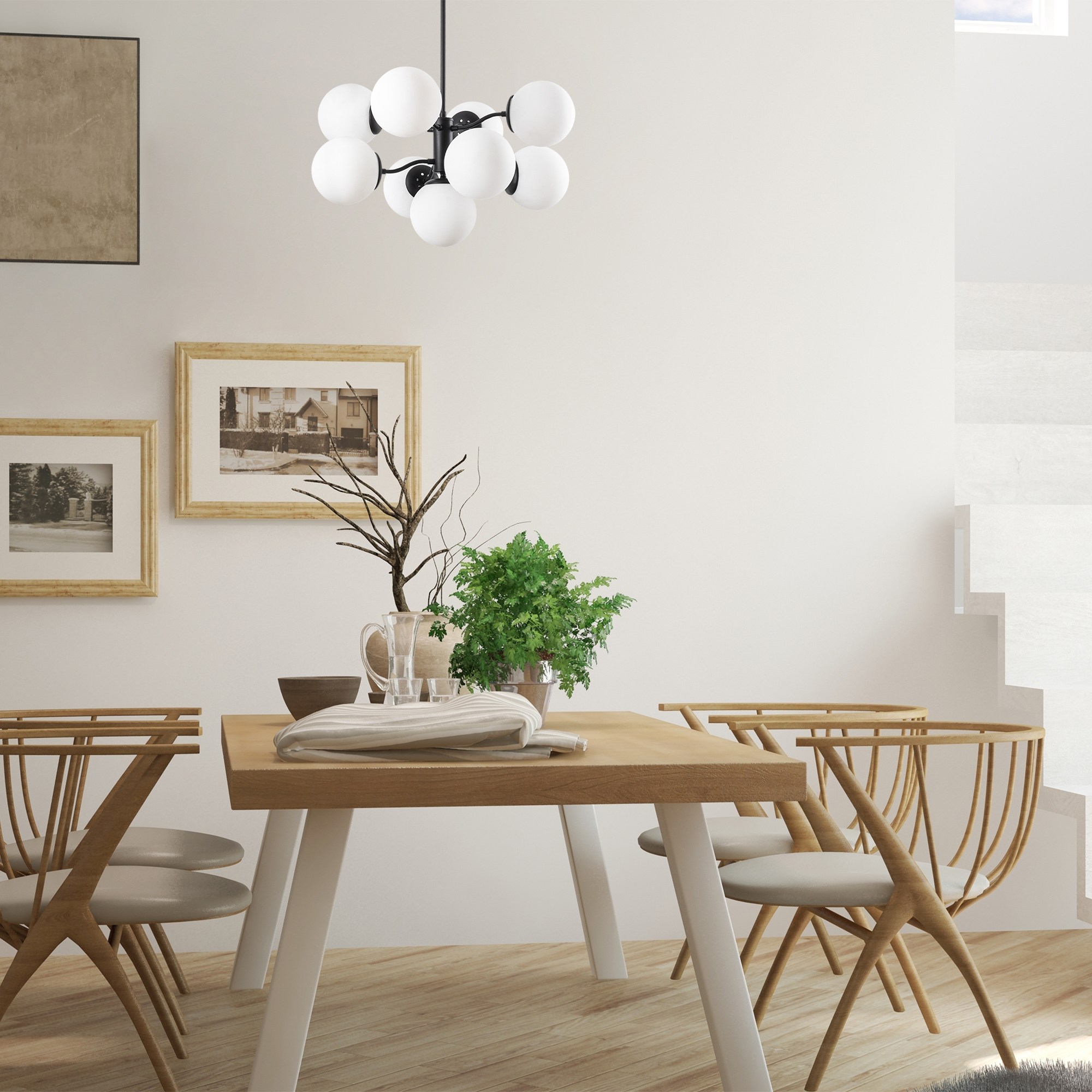 Camlı 9Lu Avize Pütürlü Siyah Mudonı-Mr-836-1