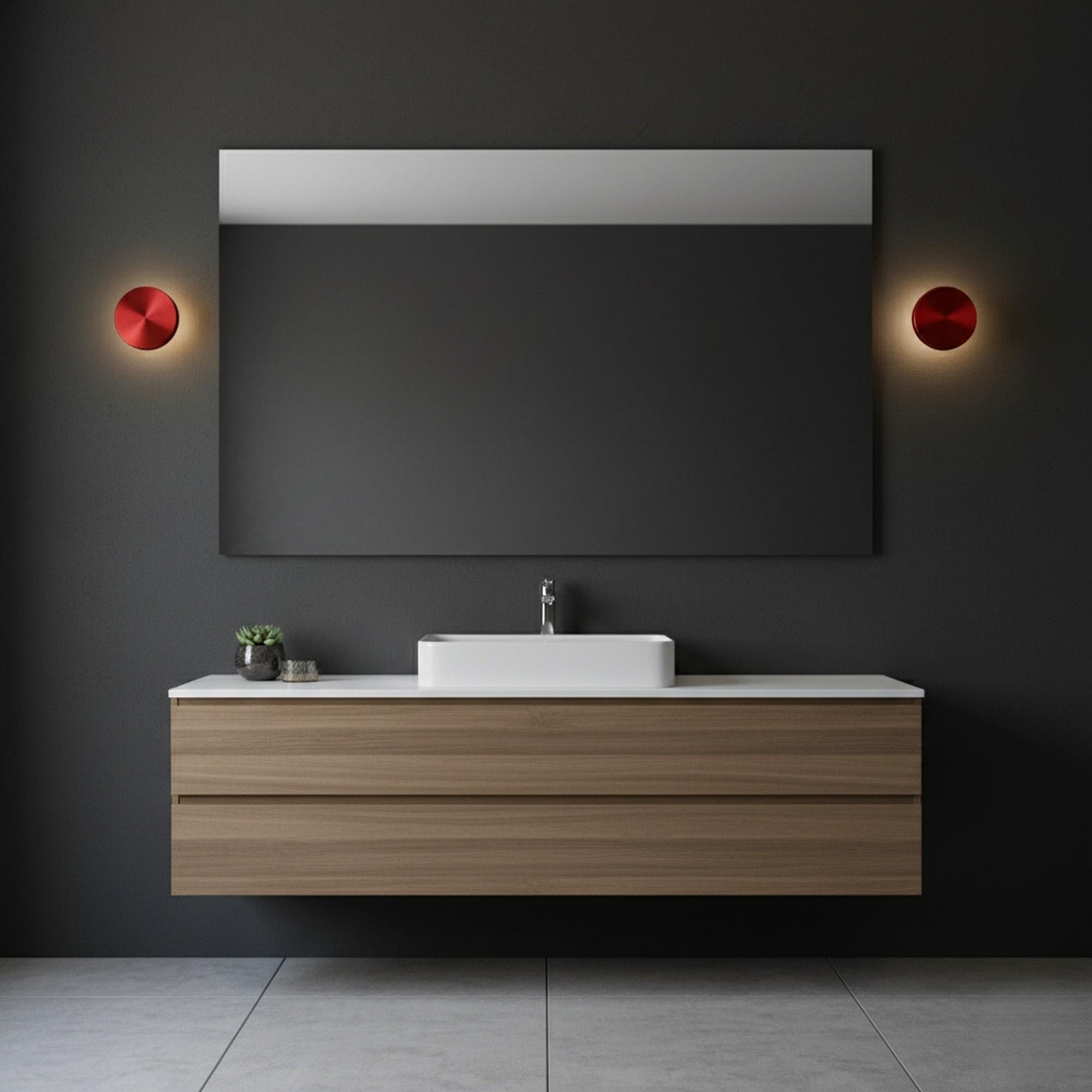 Aura Ledli Metal Sıvama Tekli Duvar Aplik Çap 15 cm,Metalik Kırmızı,Ambiyans Aydınlatma AURA-15520-M