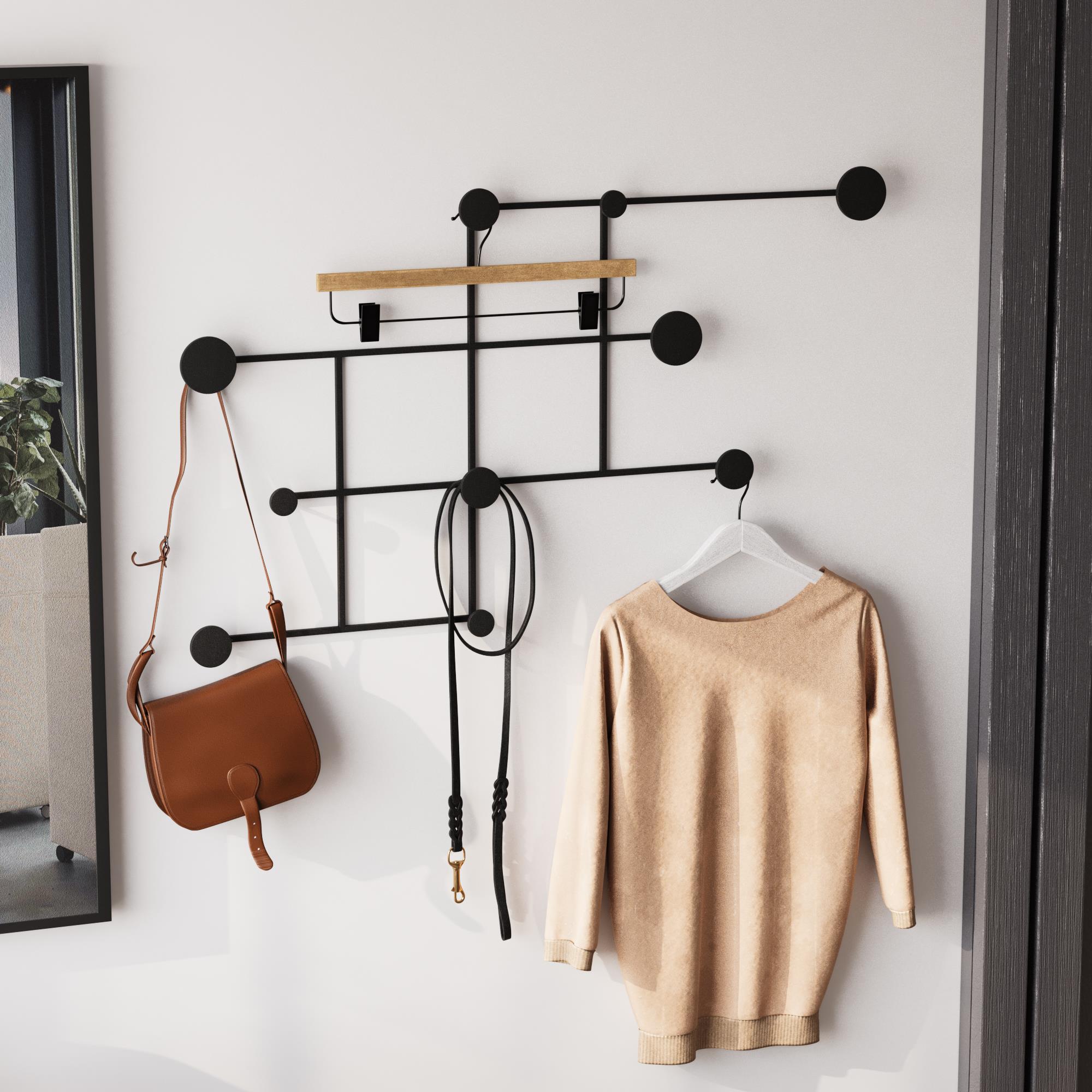 Mat Siyah,Dekoratif Metal Duvar Askısı Modern Tasarım Antre Banyo Hol Portmanto Askılığı,AMT-001