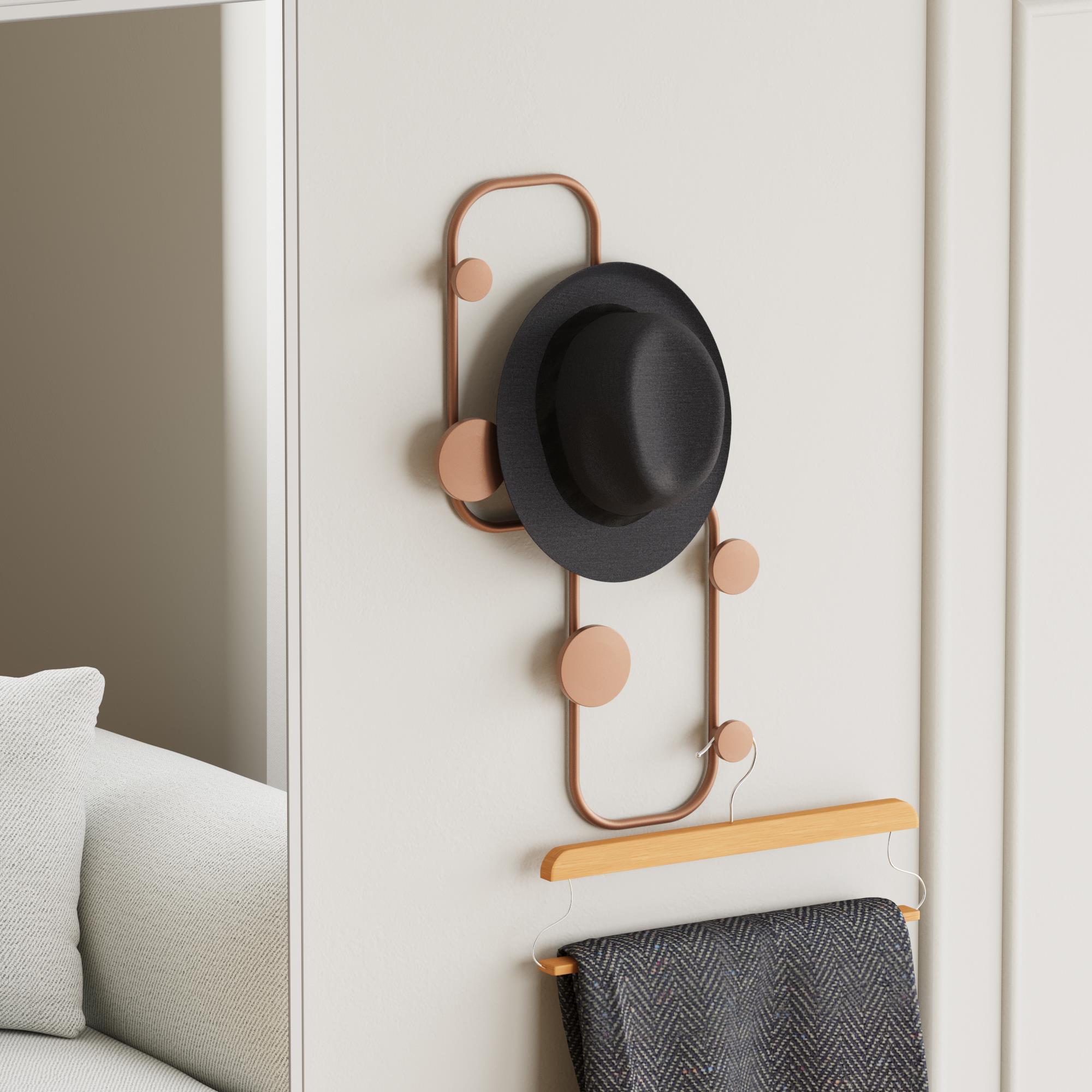 Mat Bakır Metal Duvar Askısı Dekoratif Modern Tasarım Antre Banyo Hol Portmanto Askılığı,AMT-010-C
