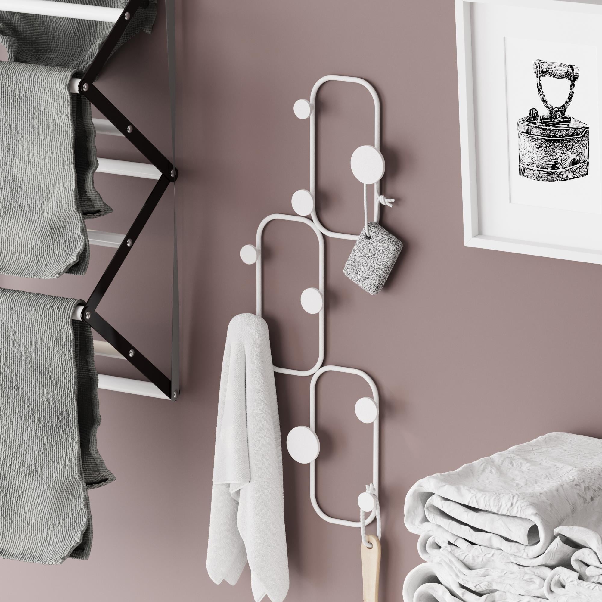 Dekoratif Mat Beyaz Metal Duvar Askısı Modern Tasarım Antre Banyo Hol Portmanto Askılığı,AMT-011-B