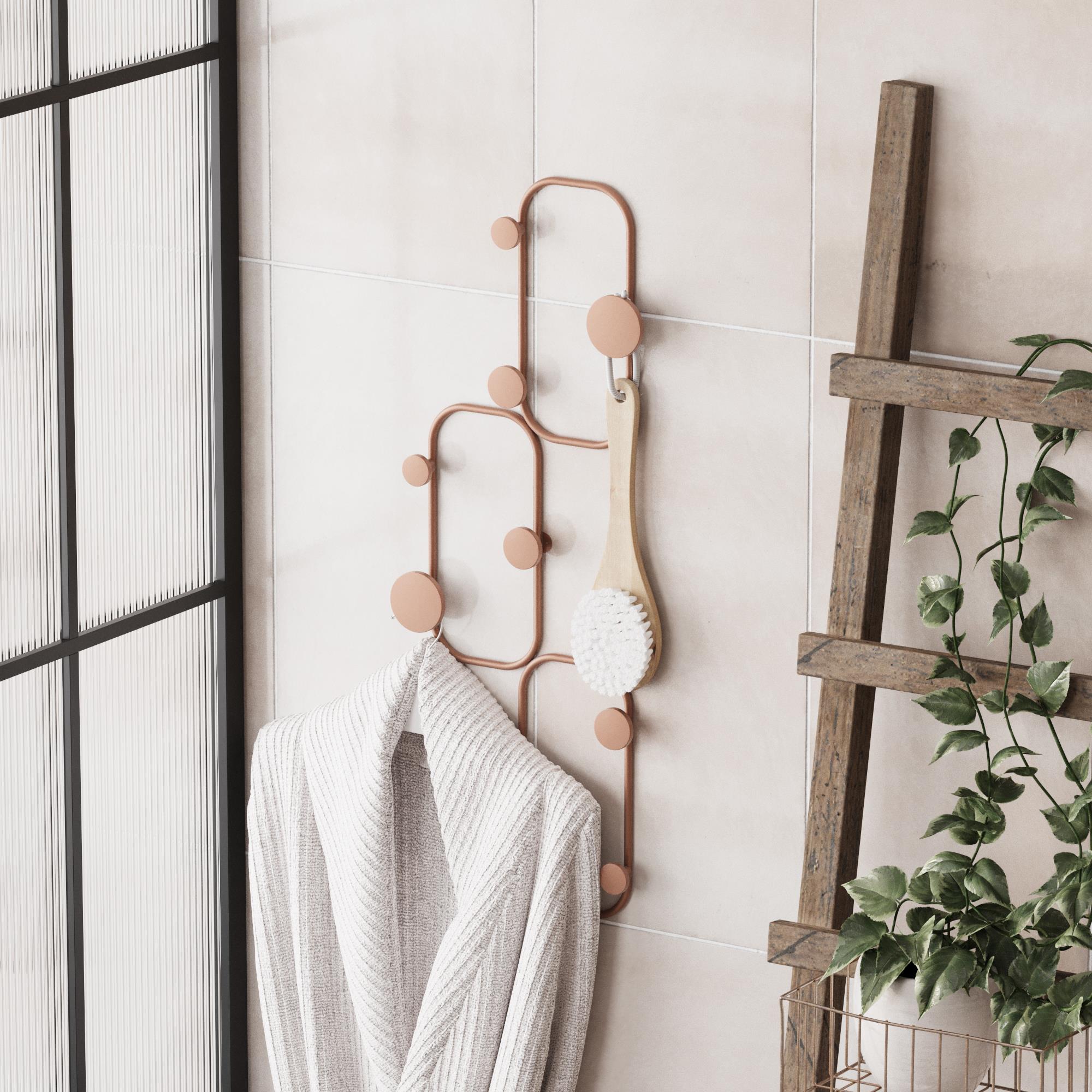 Mat Bakır Metal Duvar Askısı Dekoratif Modern Tasarım Antre Banyo Hol Portmanto Askılığı,AMT-011-C