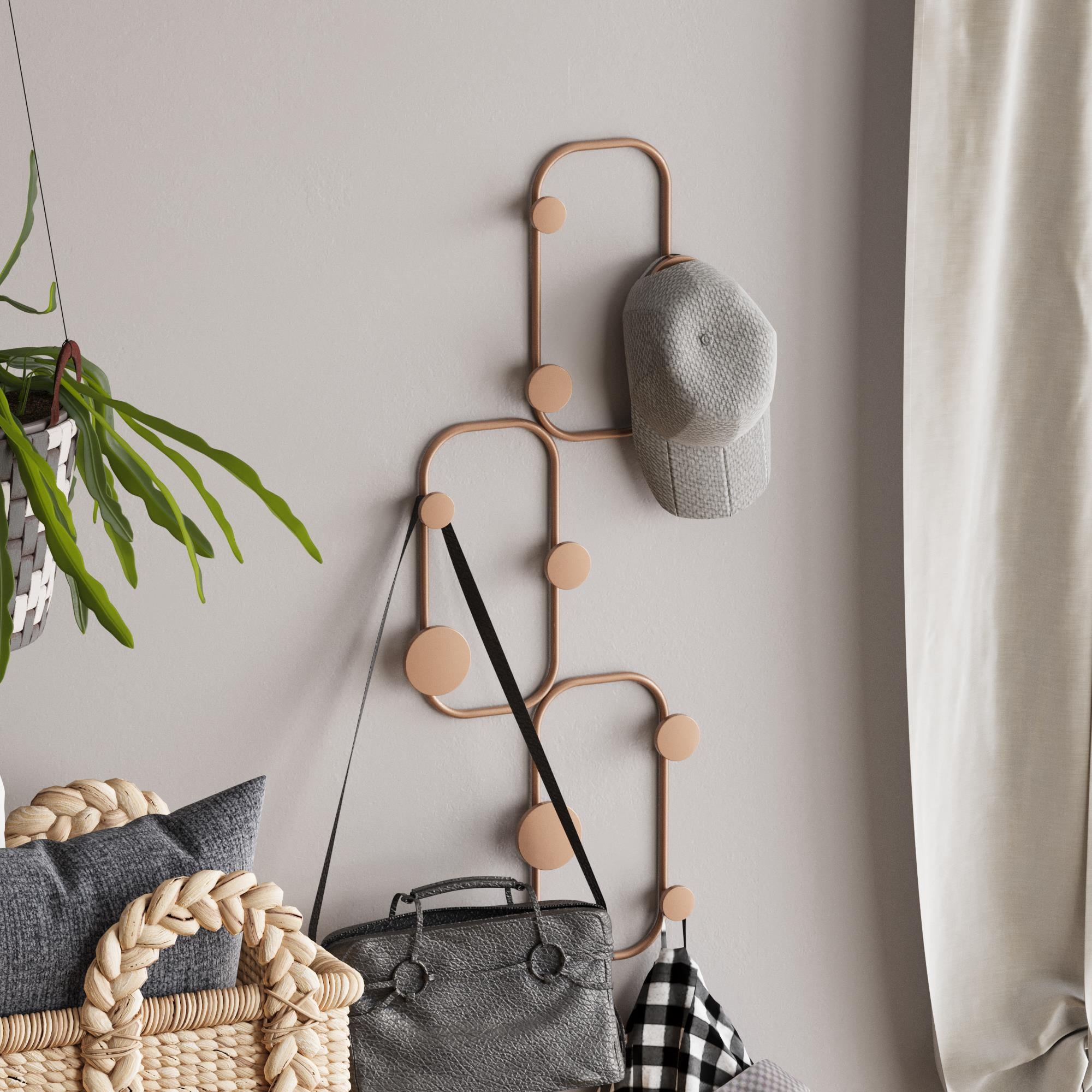 Mat Bakır Metal Duvar Askısı Dekoratif Modern Tasarım Antre Banyo Hol Portmanto Askılığı,AMT-011-C