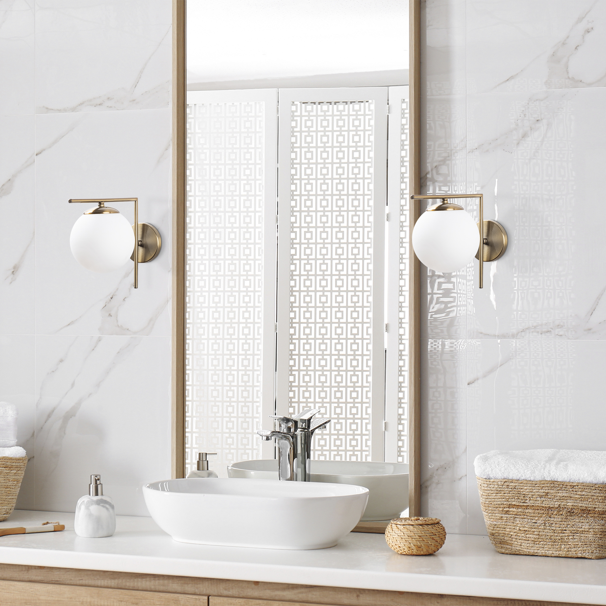 Camlı Tekli Aplik Parlak Gold Flos-7141