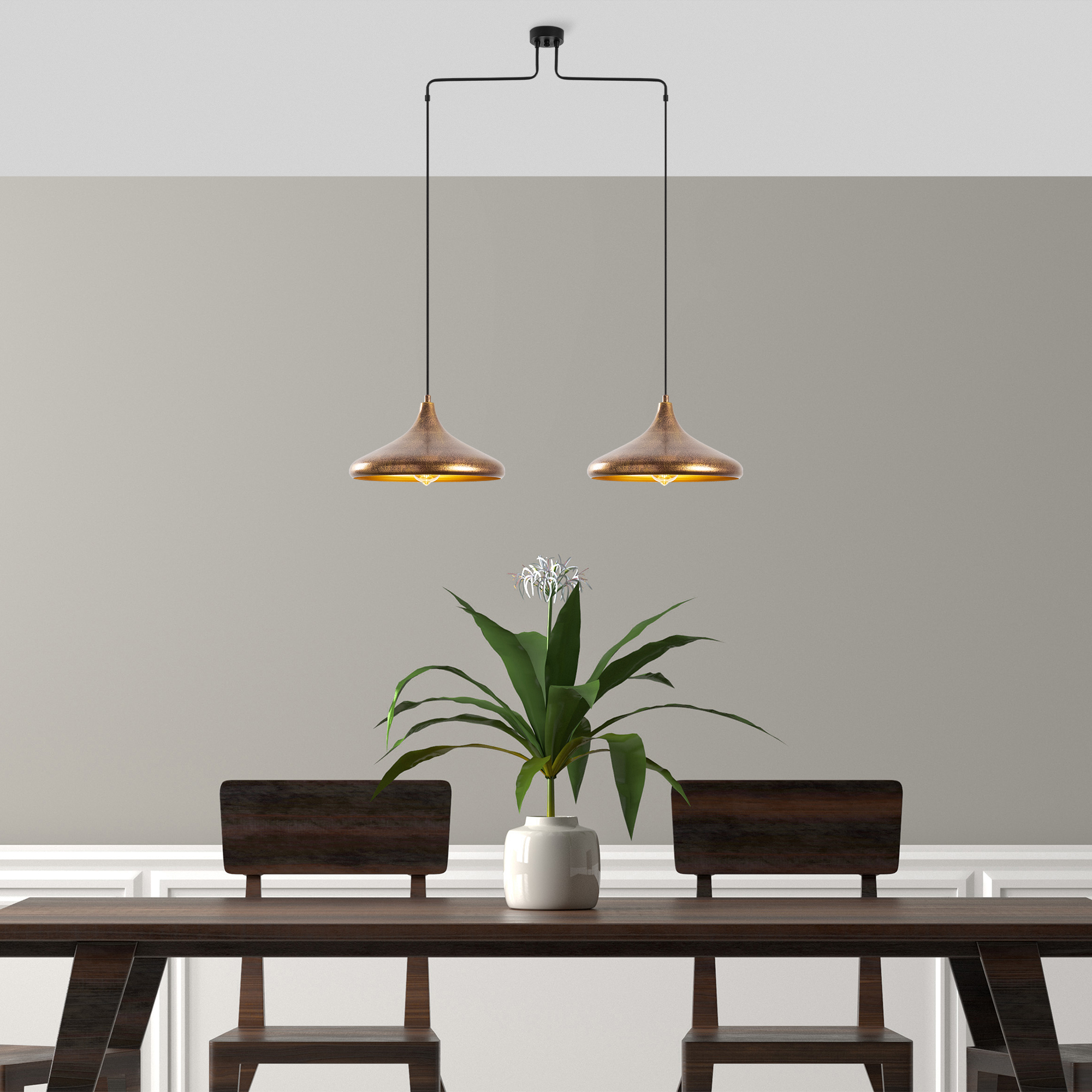 Metal Sıvama 2Li Kollu Sarkıt Vintage Gold Barek-11547
