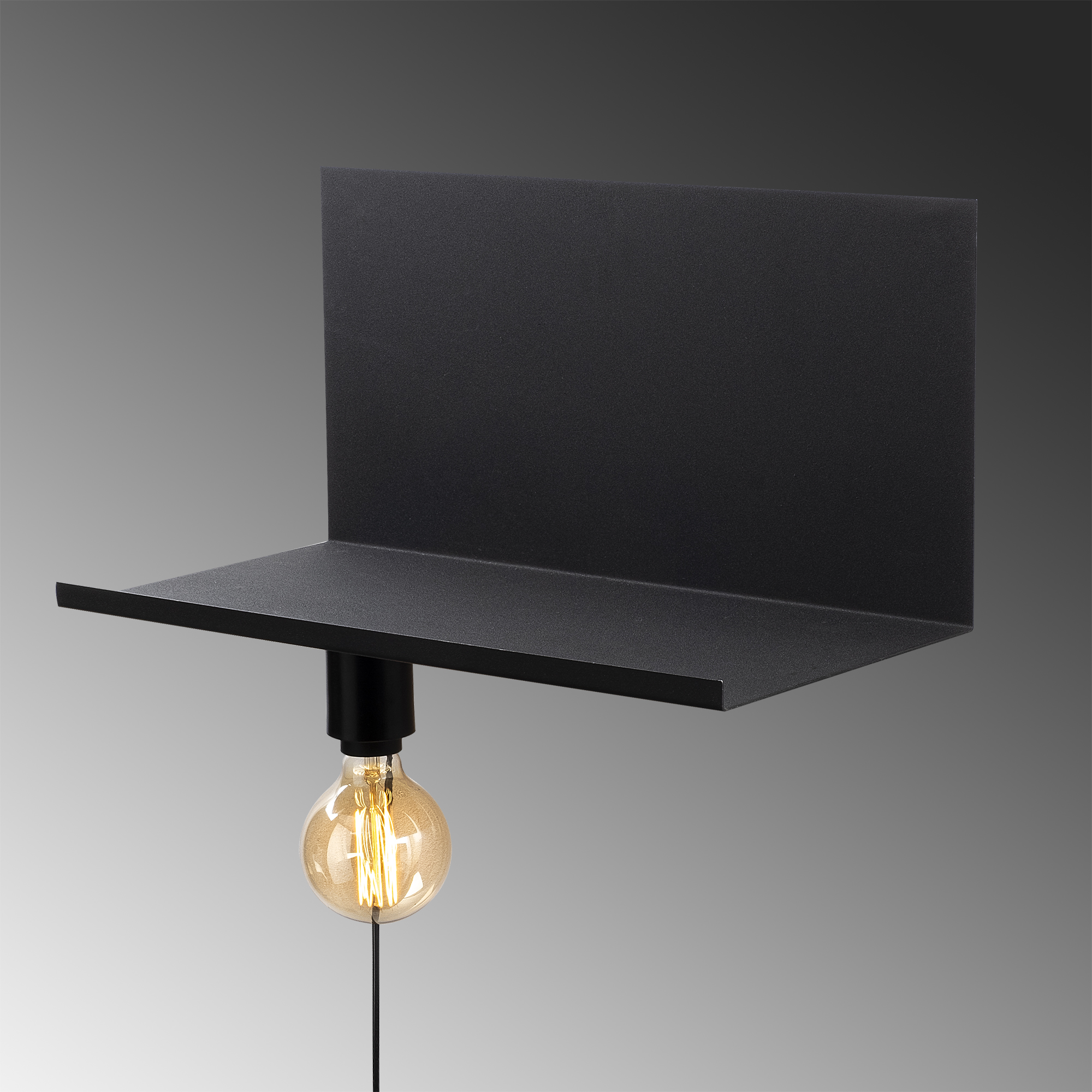 Metal Tekli Raf Aplik Pütürlü Siyah Rafaplık-50-500-Black
