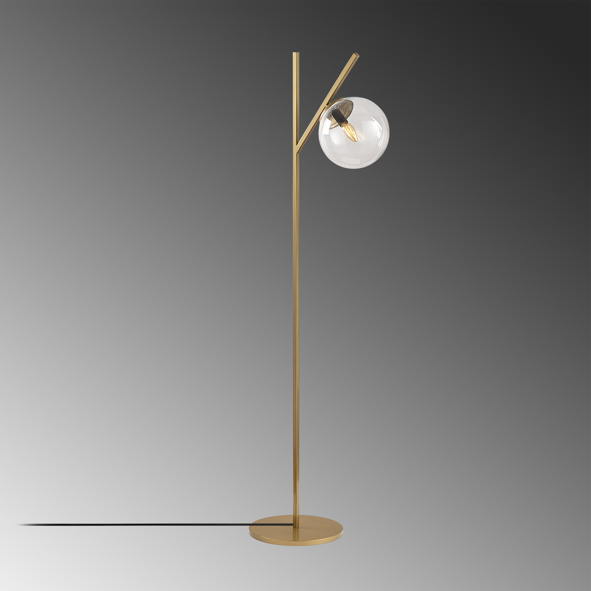 Camlı Tekli Lambader Parlak Gold Fork-13029