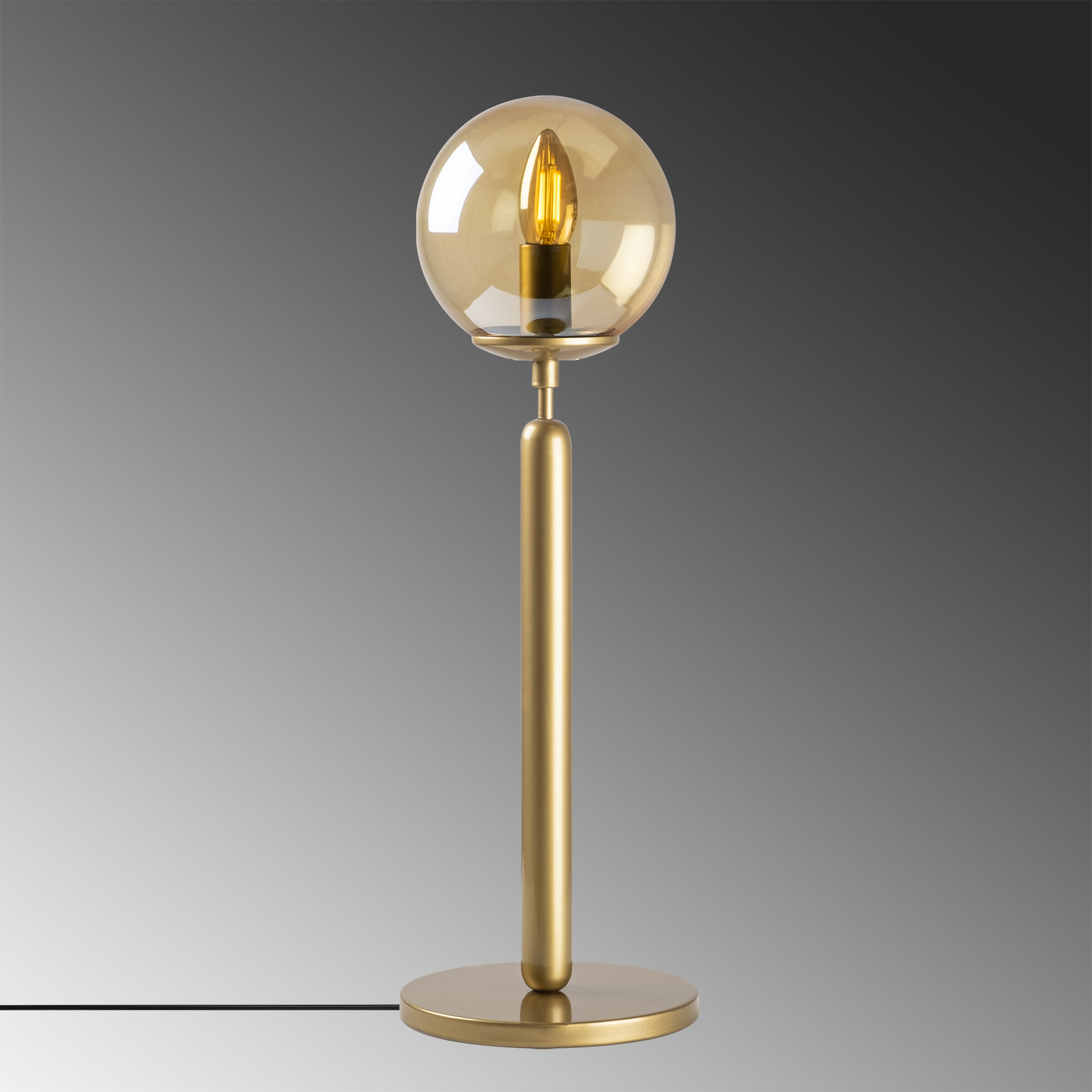 Bal Camlı Metal Masa Lambası Küre Glop Başlık E14 Duy Modern Salon Abajur,KING-11462