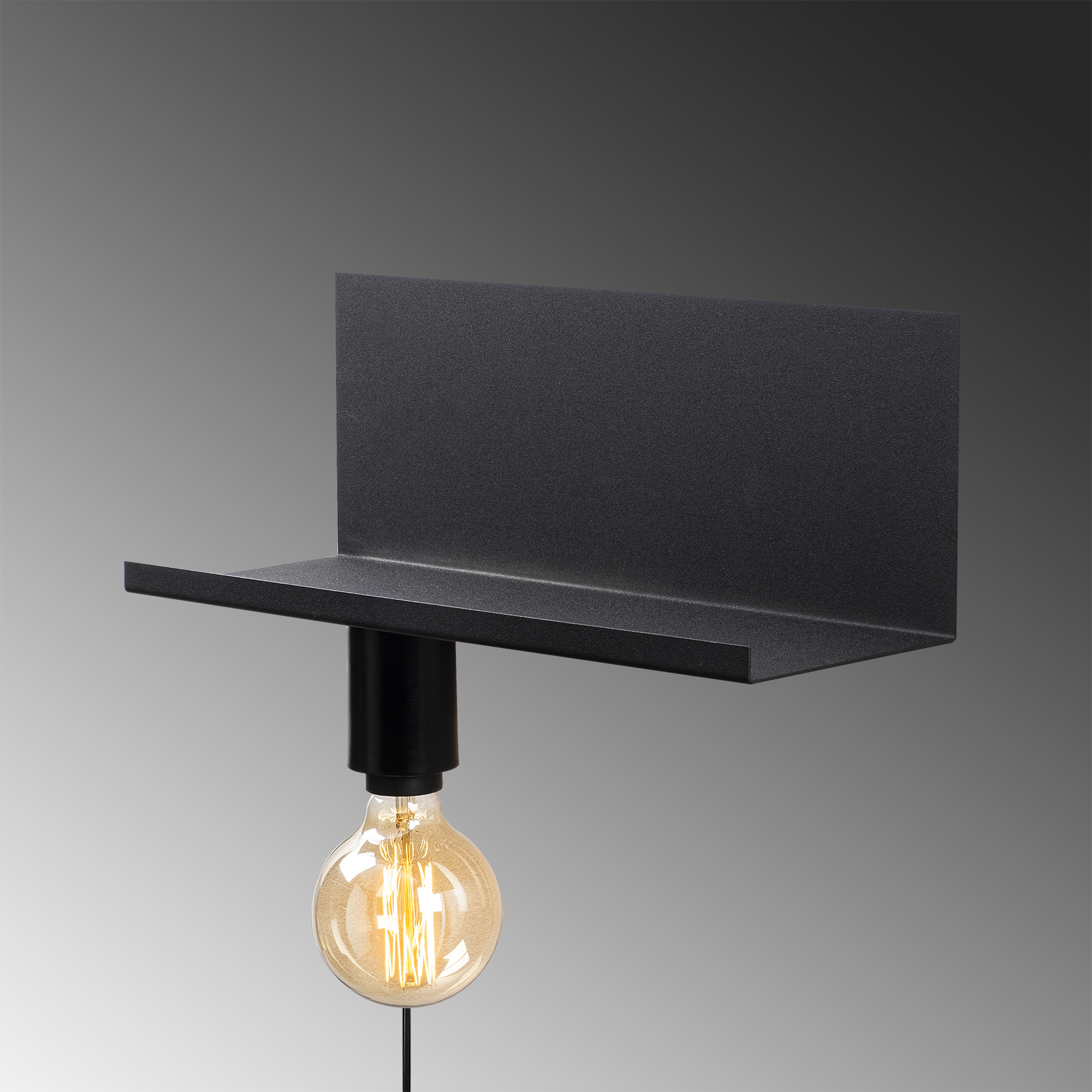 Metal Tekli Raf Aplik Pütürlü Siyah Rafaplık-40-501-Black