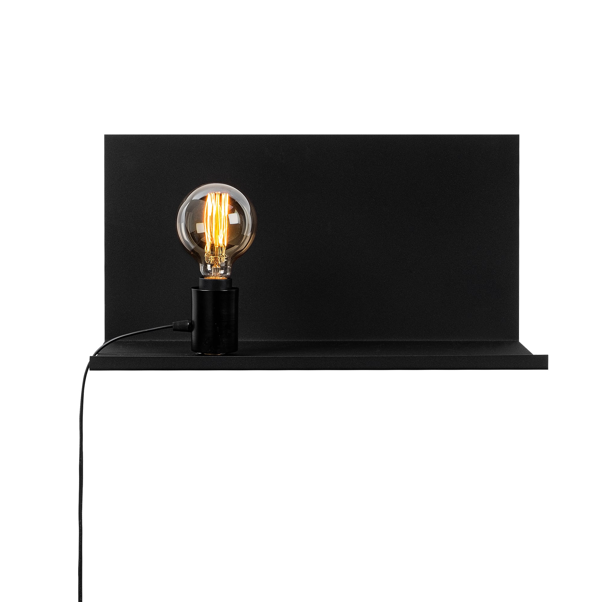 Metal Tekli Raf Aplik Pütürlü Siyah Rafaplık-50-500-Black