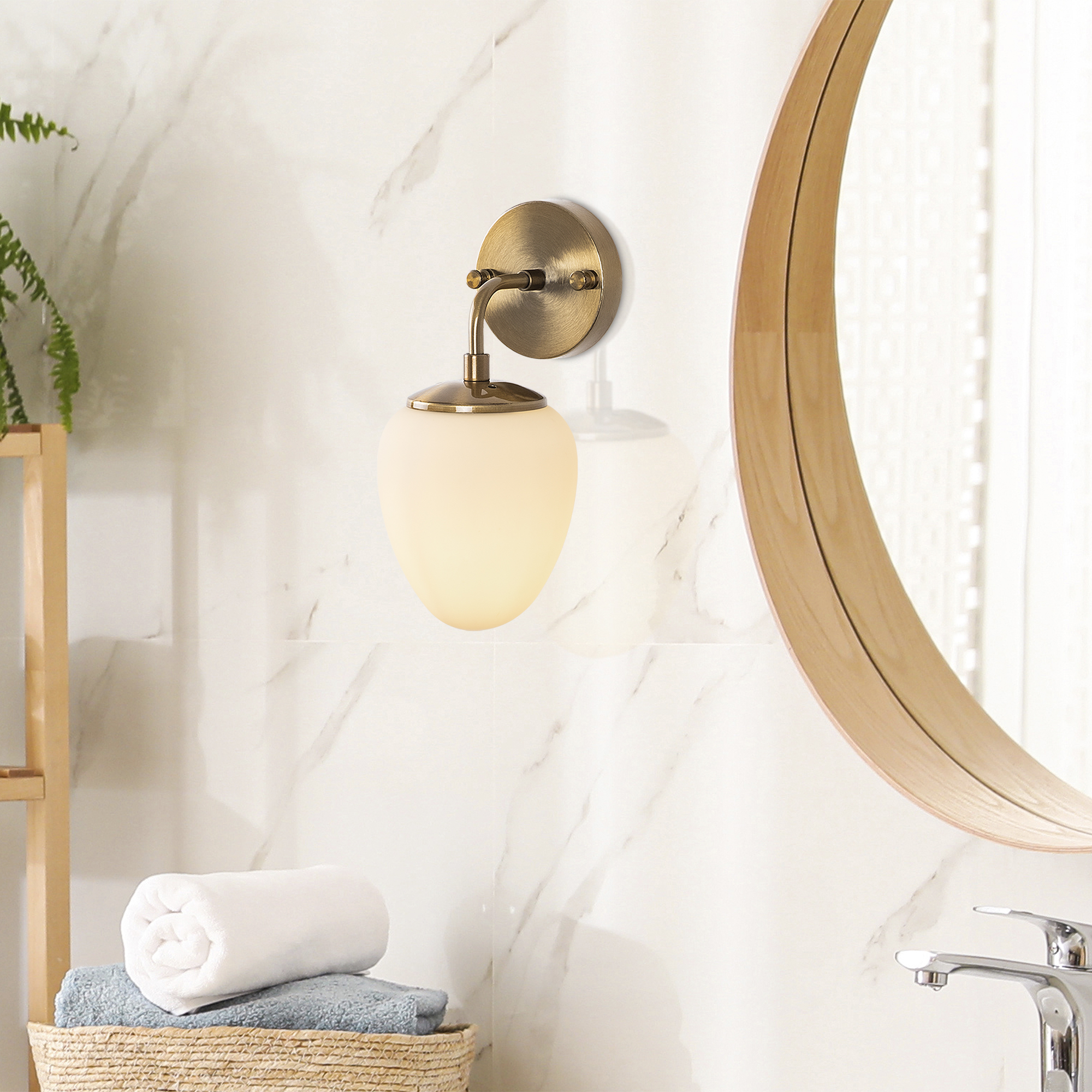 Modern Altın Eskitme Damla Aplik Beyaz Cam E14 Duy Banyo Yatak Başı Salon Duvar Lambası,NS-10675