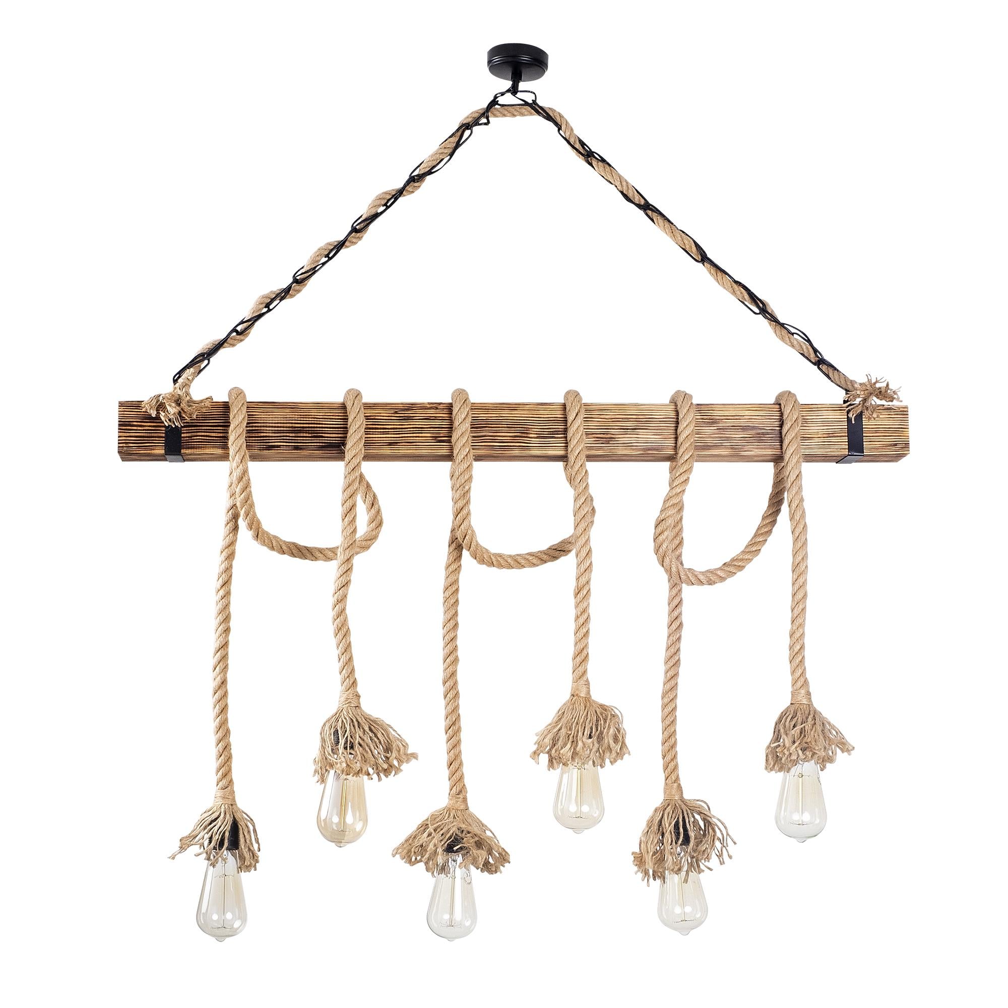 Ahşap 6Lı Avize Natural Ahşap Erebos-104