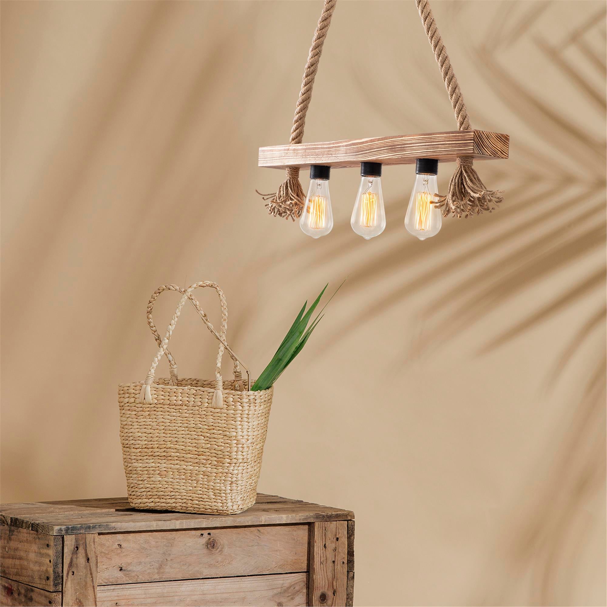 Ahşap 3Lü Avize Natural Ahşap Erebos-105