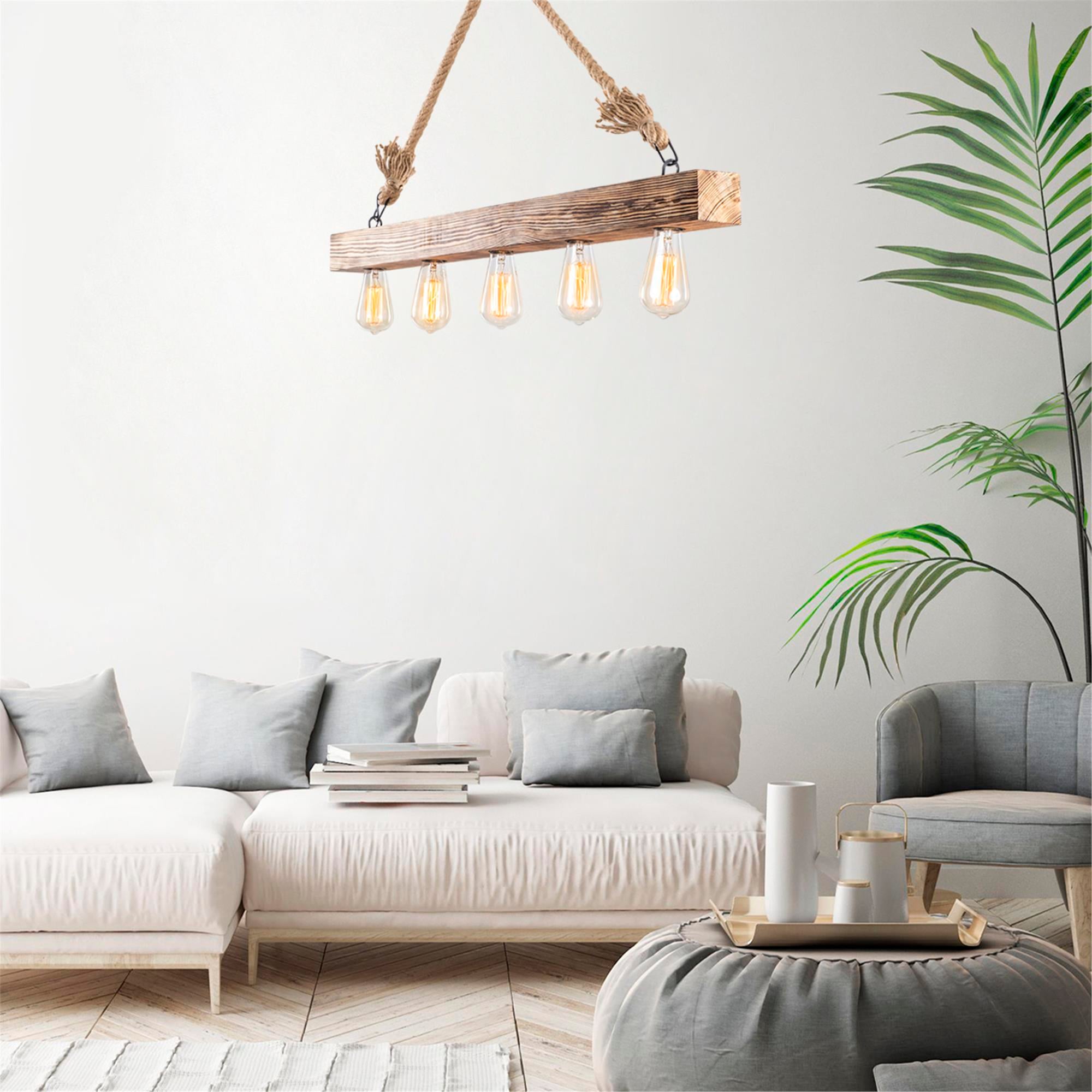 Ahşap 5Li Avize Natural Ahşap Erebos-106