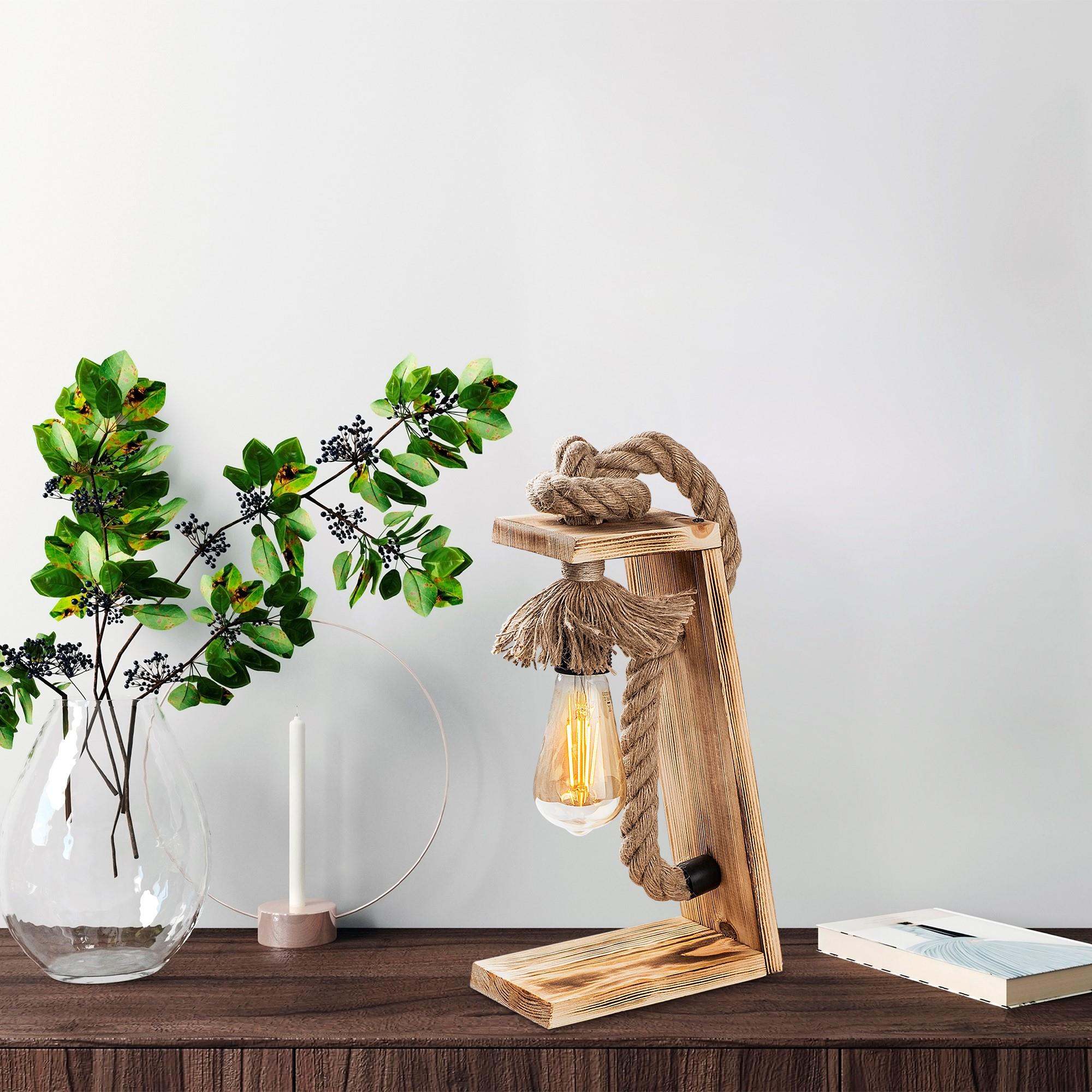 Ahşap Tekli Masa Lambası Natural Ahşap Erebos-Kn13