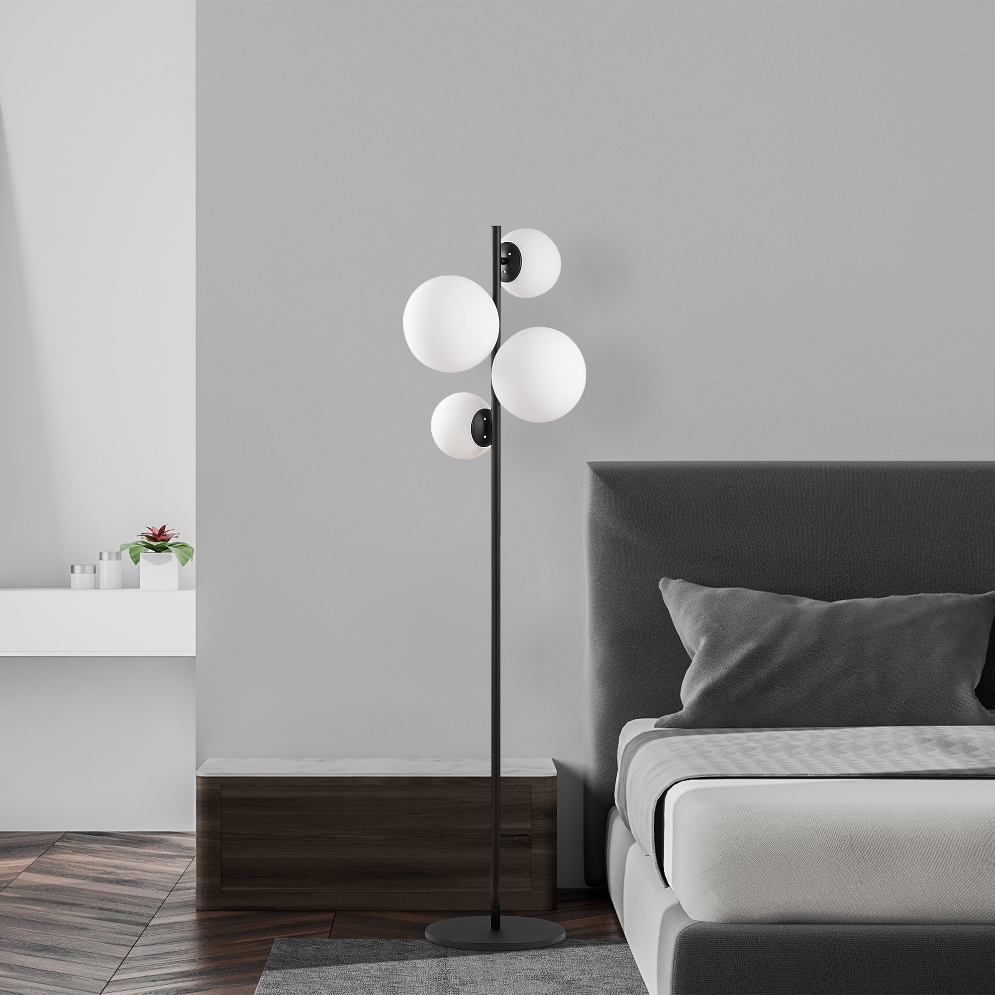 Camlı 4Lü Lambader Pütürlü Siyah Fazlı-10521