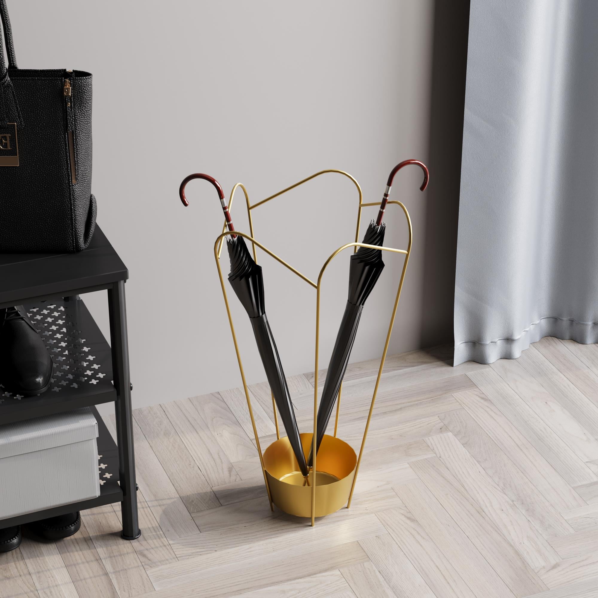 Altın Gold Metal Dekoratif Şemsiyelik Modern Tasarım Antre Ofis Şemsiye Standı,SMS-009