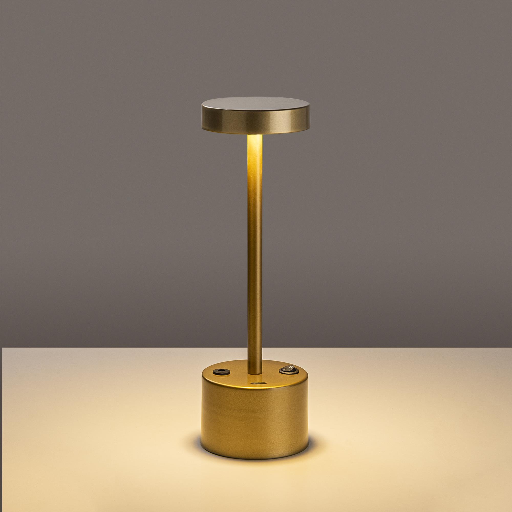 LedLi Şarjlı Masa Lambası Parlak Gold Keyf-13393