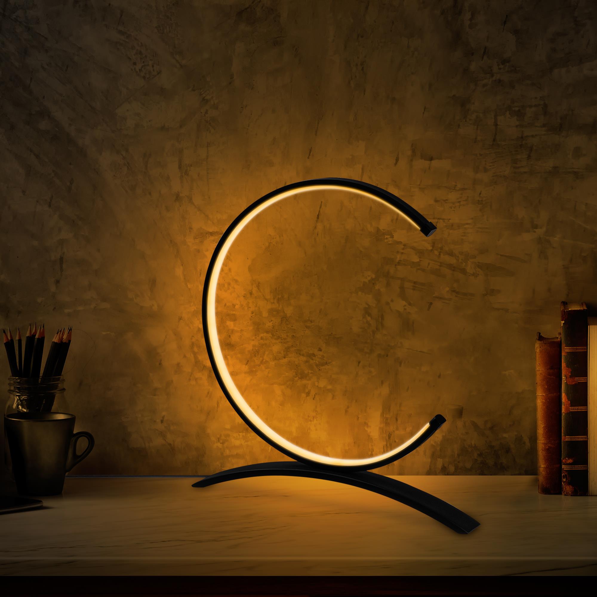 LedLi Masa Lambası Pütürlü Siyah Moon-13330
