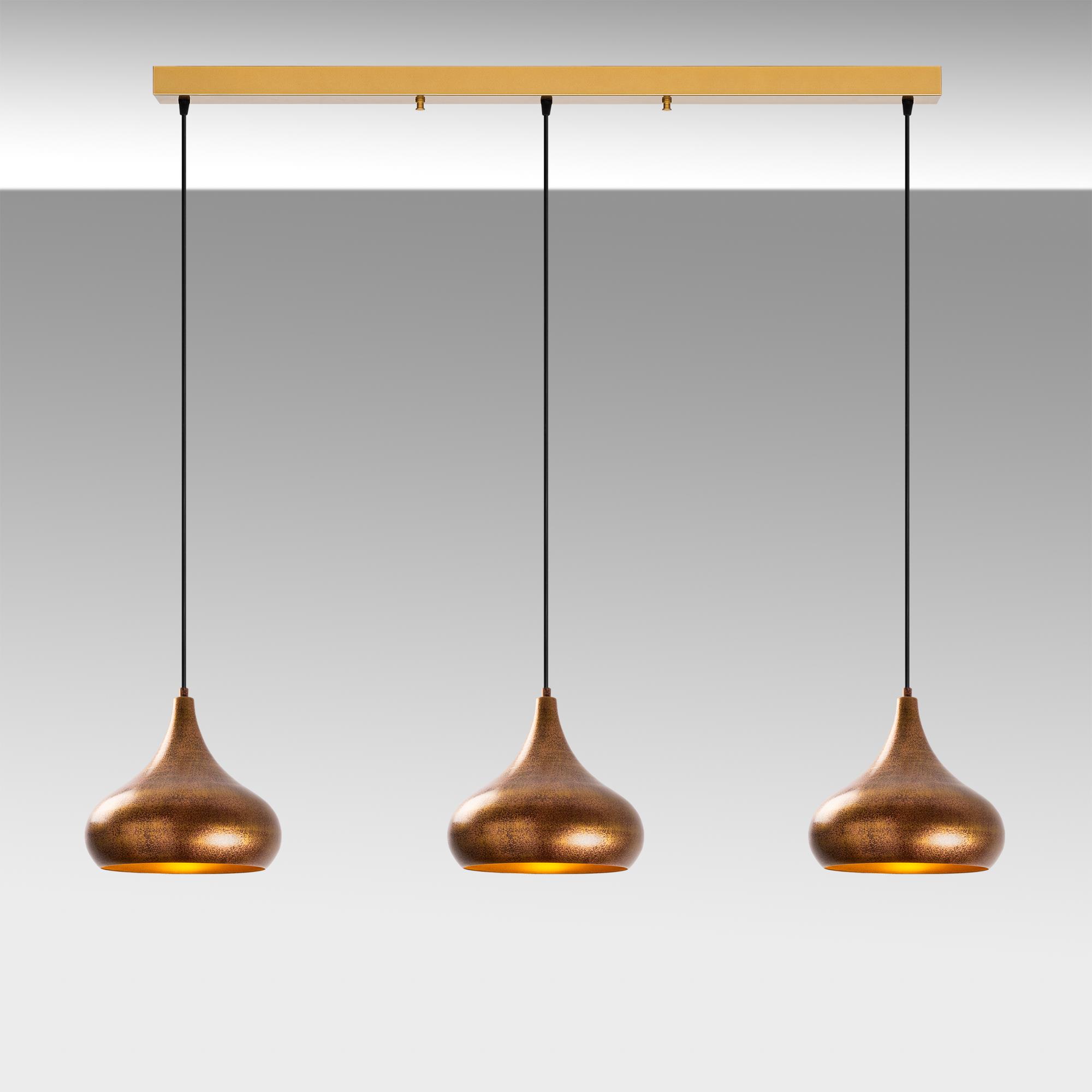 Metal Sıvama 3Lü Sıralı Sarkıt Patine Gold Muba-11553