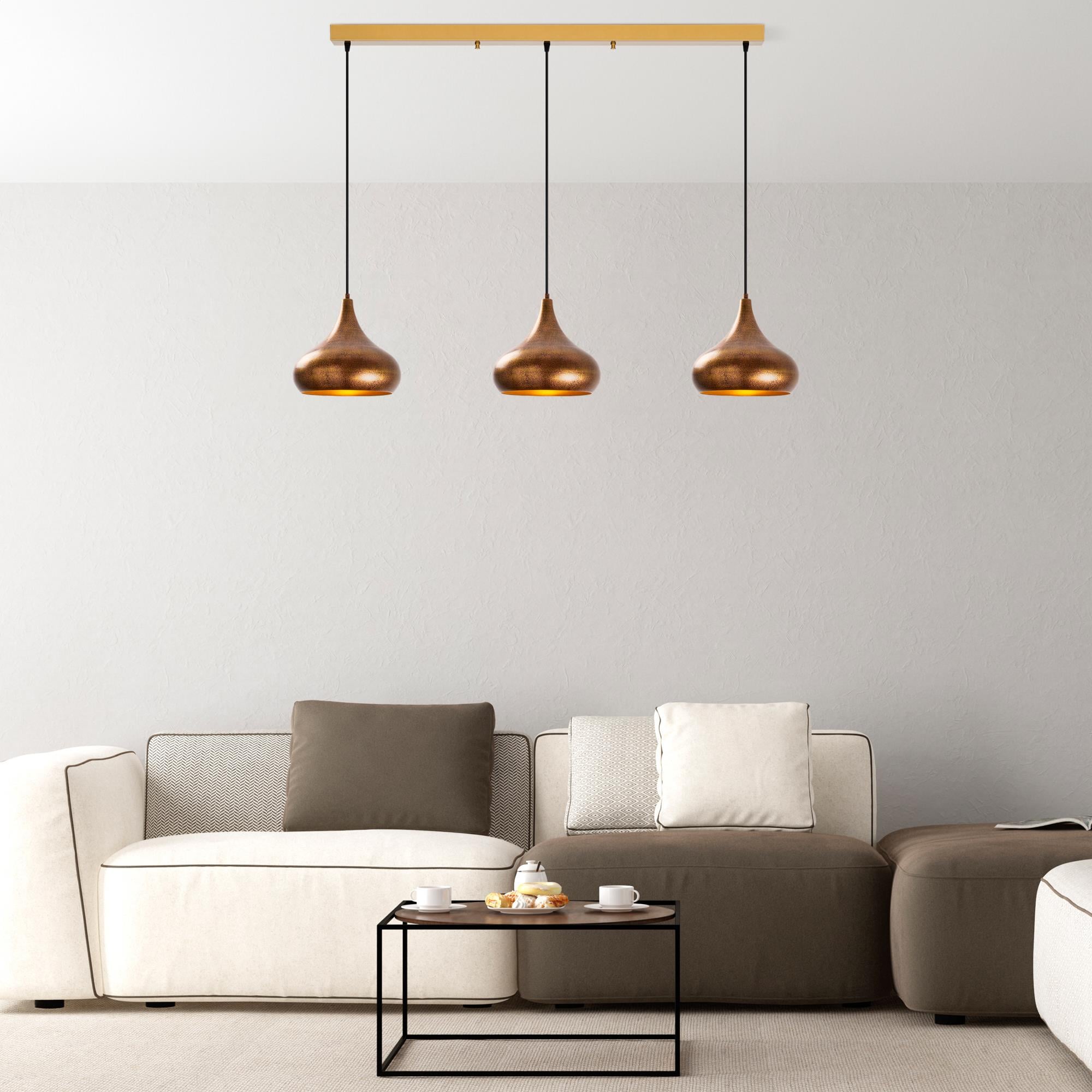 Metal Sıvama 3Lü Sıralı Sarkıt Patine Gold Muba-11553