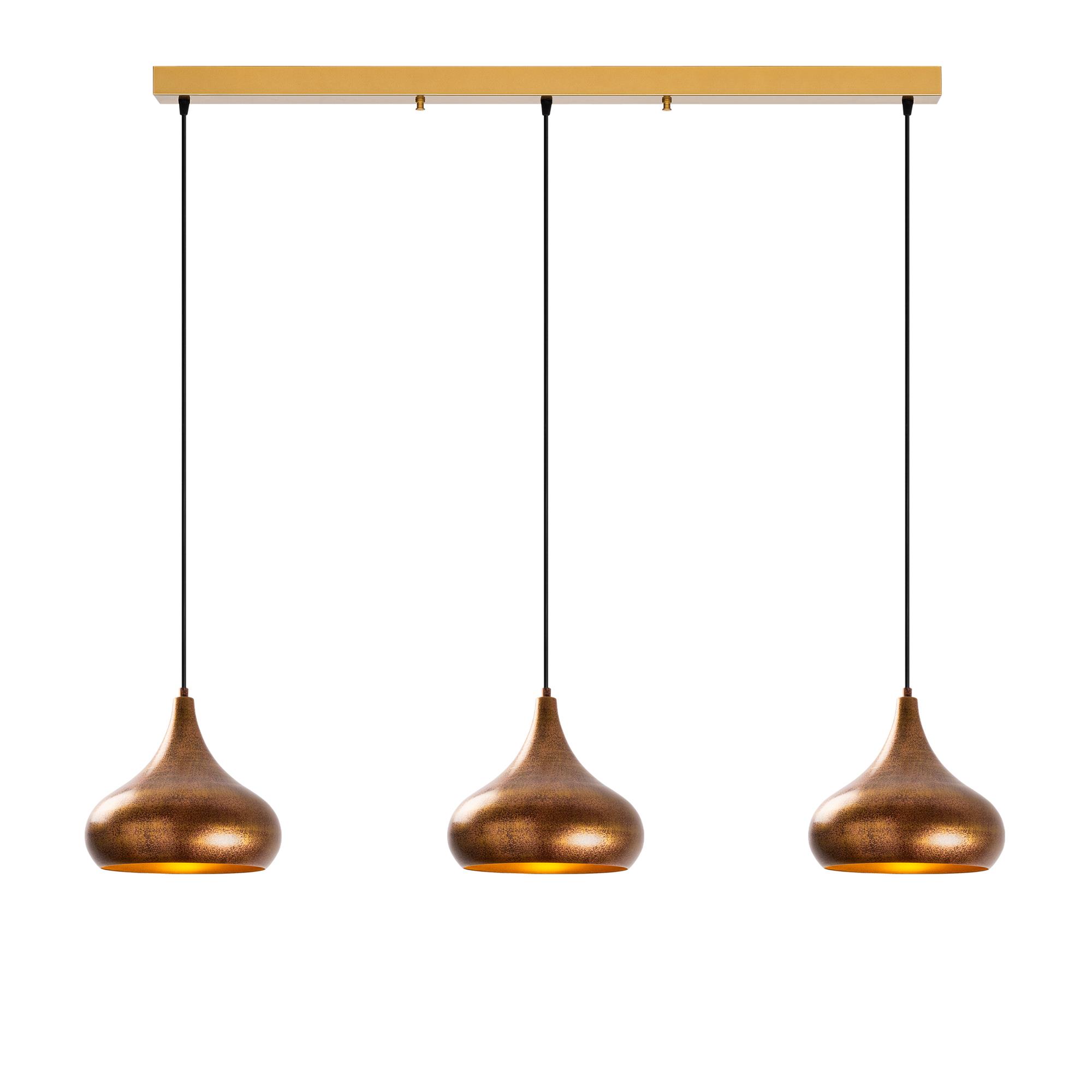 Metal Sıvama 3Lü Sıralı Sarkıt Patine Gold Muba-11553