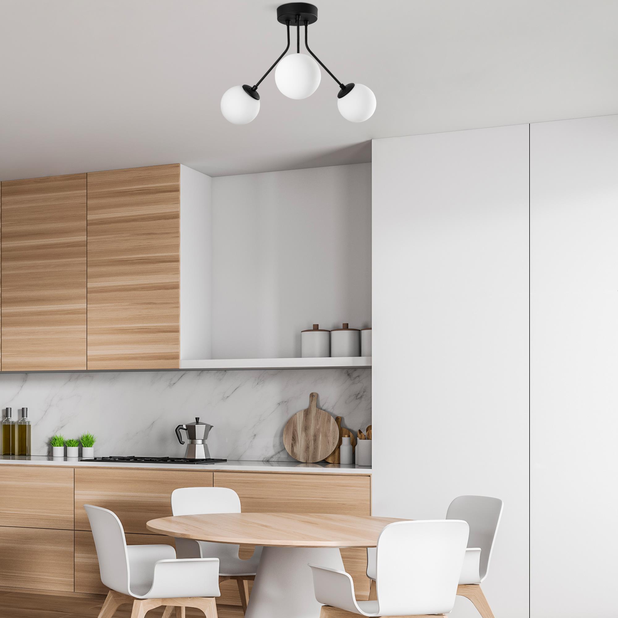 Camlı 3Lü Plafönyer Pütürlü Siyah Orıon-13955
