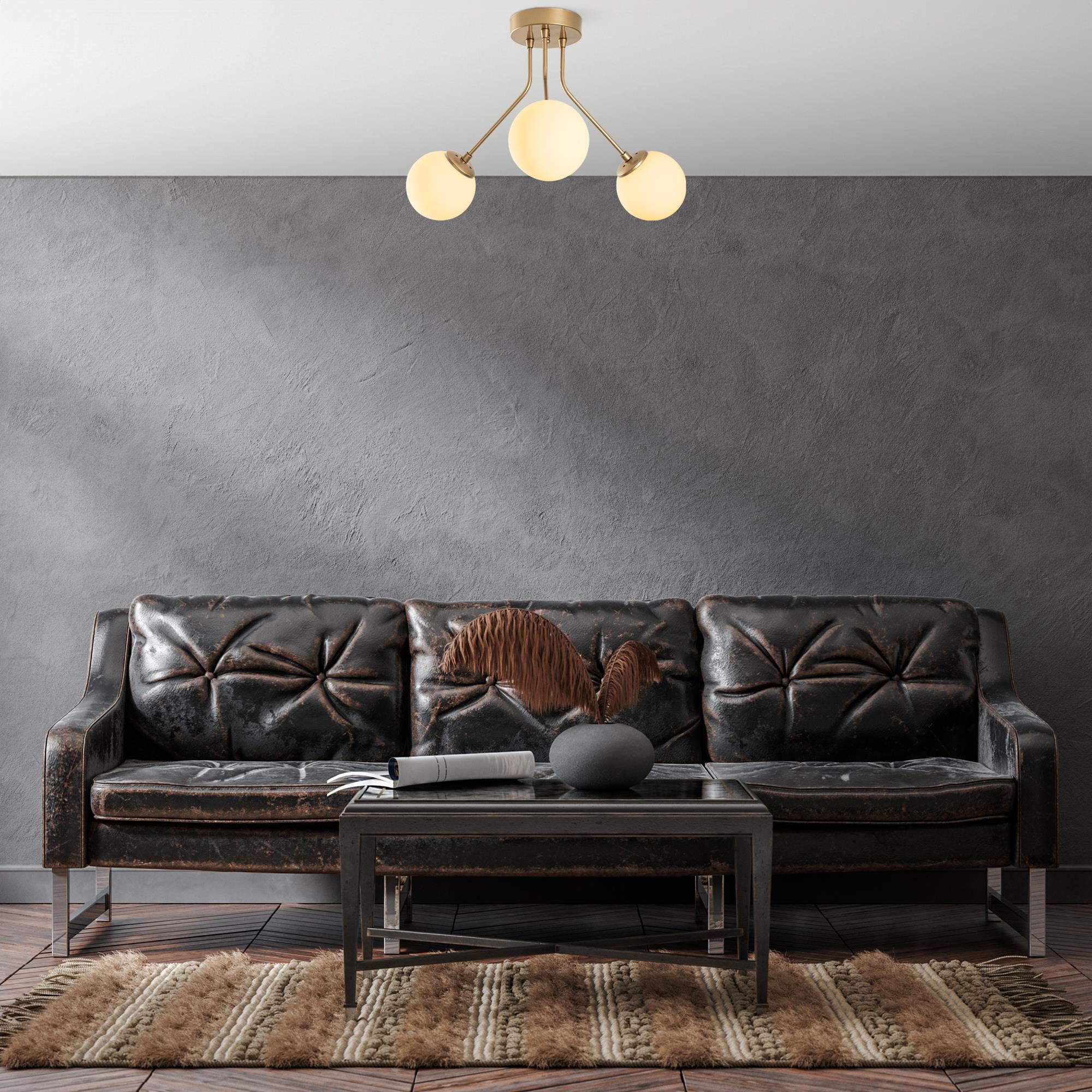 Camlı 3Lü Plafönyer Parlak Gold Orıon-13956