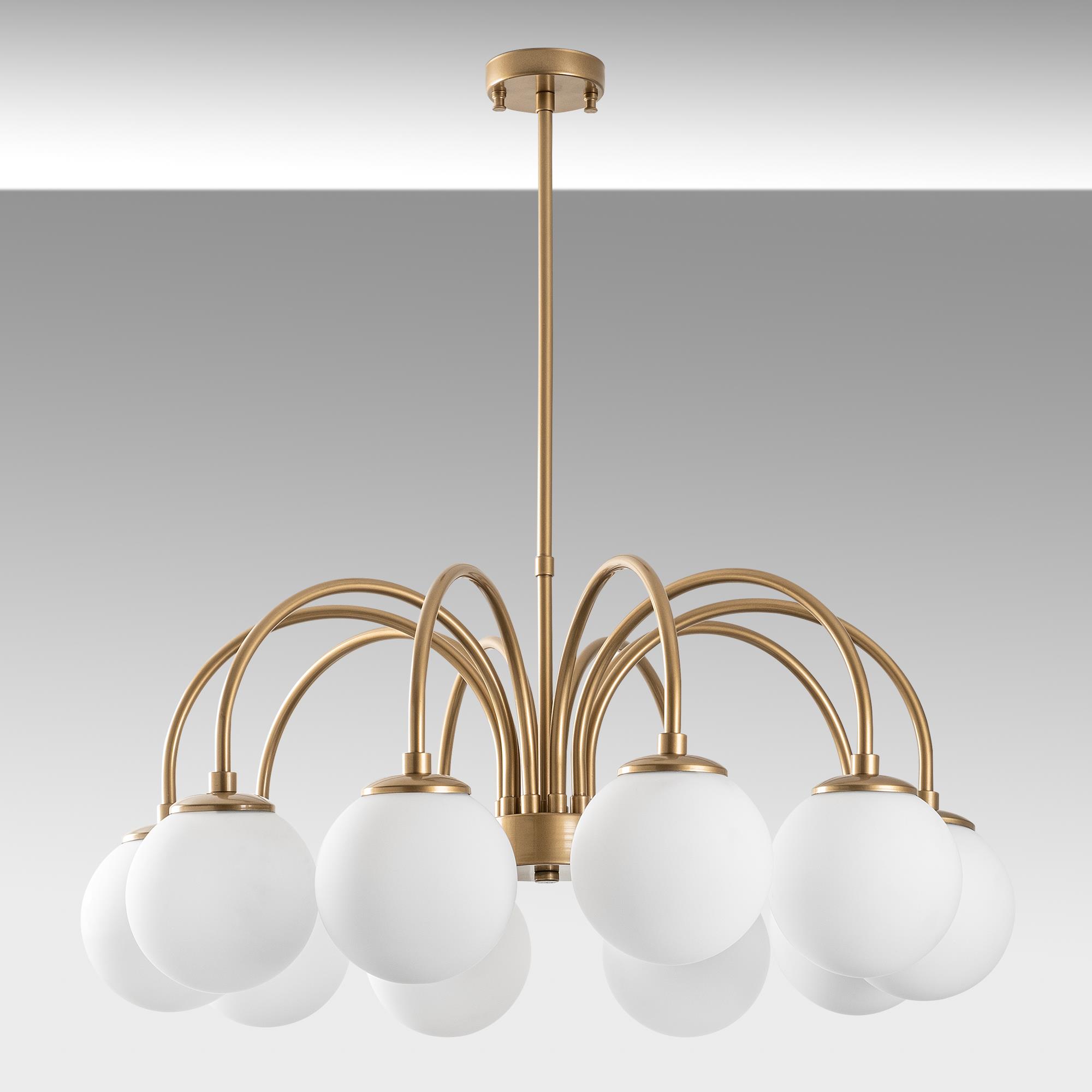 Camlı 10Lu Avize Parlak Gold Sferıs-13941
