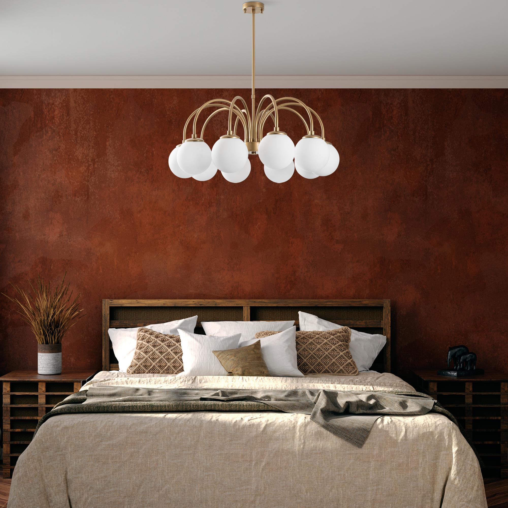 Camlı 10Lu Avize Parlak Gold Sferıs-13941
