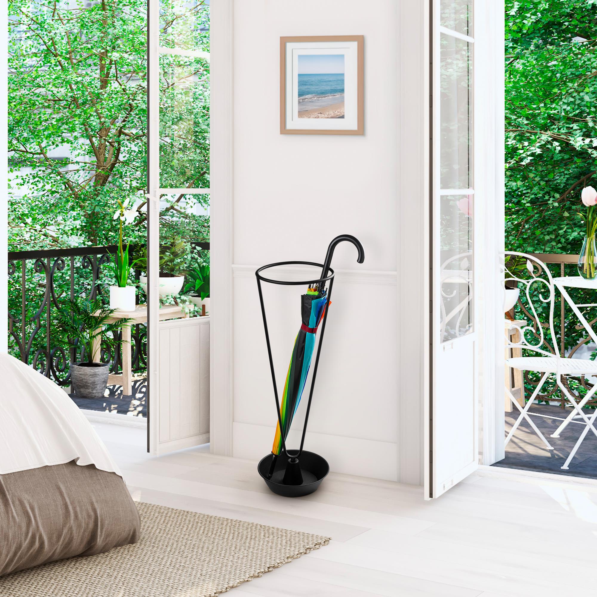 Mat Siyah Metal Şemsiyelik 70 cm Minimal Dekoratif Ofis Kapı Önü Standı,SMS-006-A