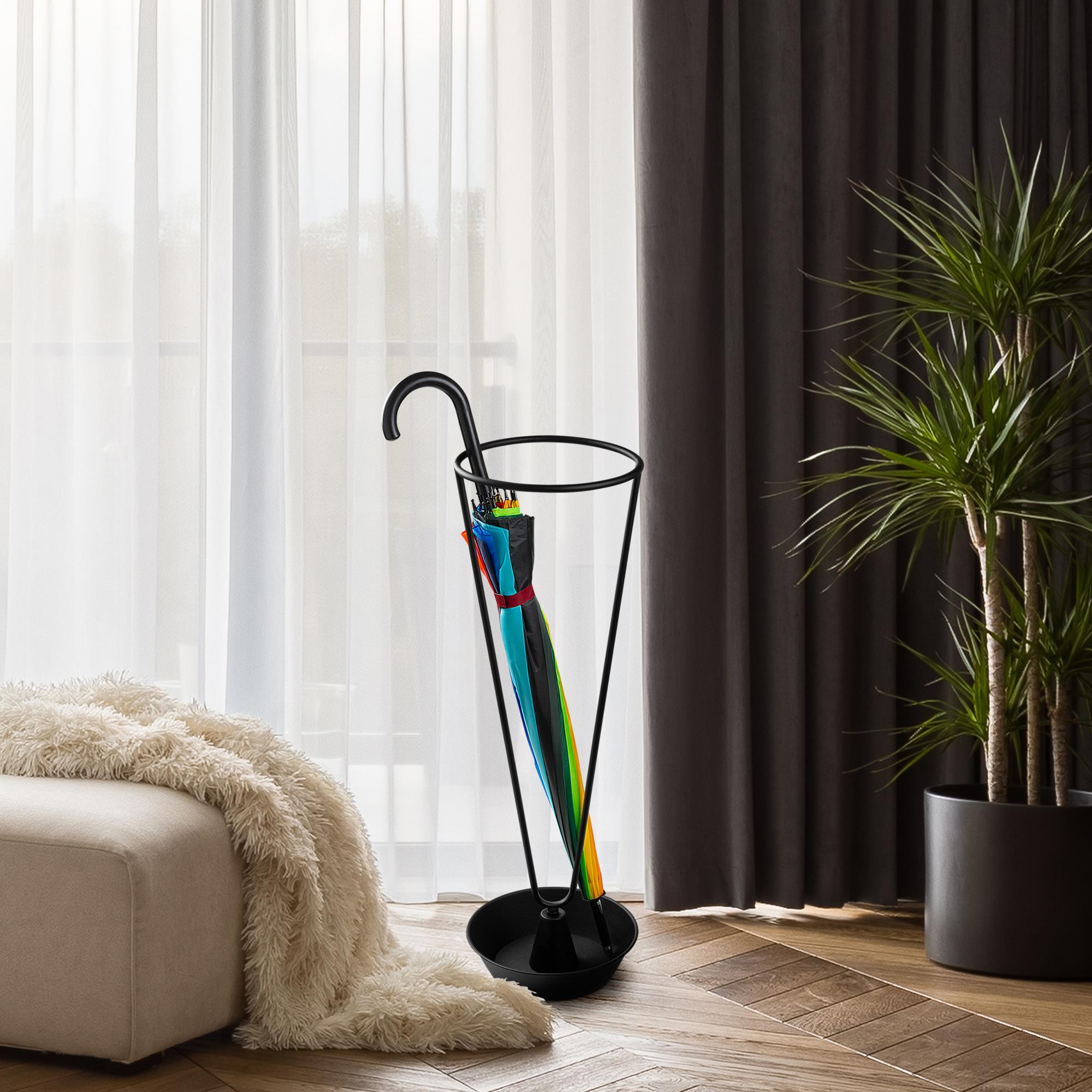 Mat Siyah Metal Şemsiyelik 70 cm Minimal Dekoratif Ofis Kapı Önü Standı,SMS-006-A
