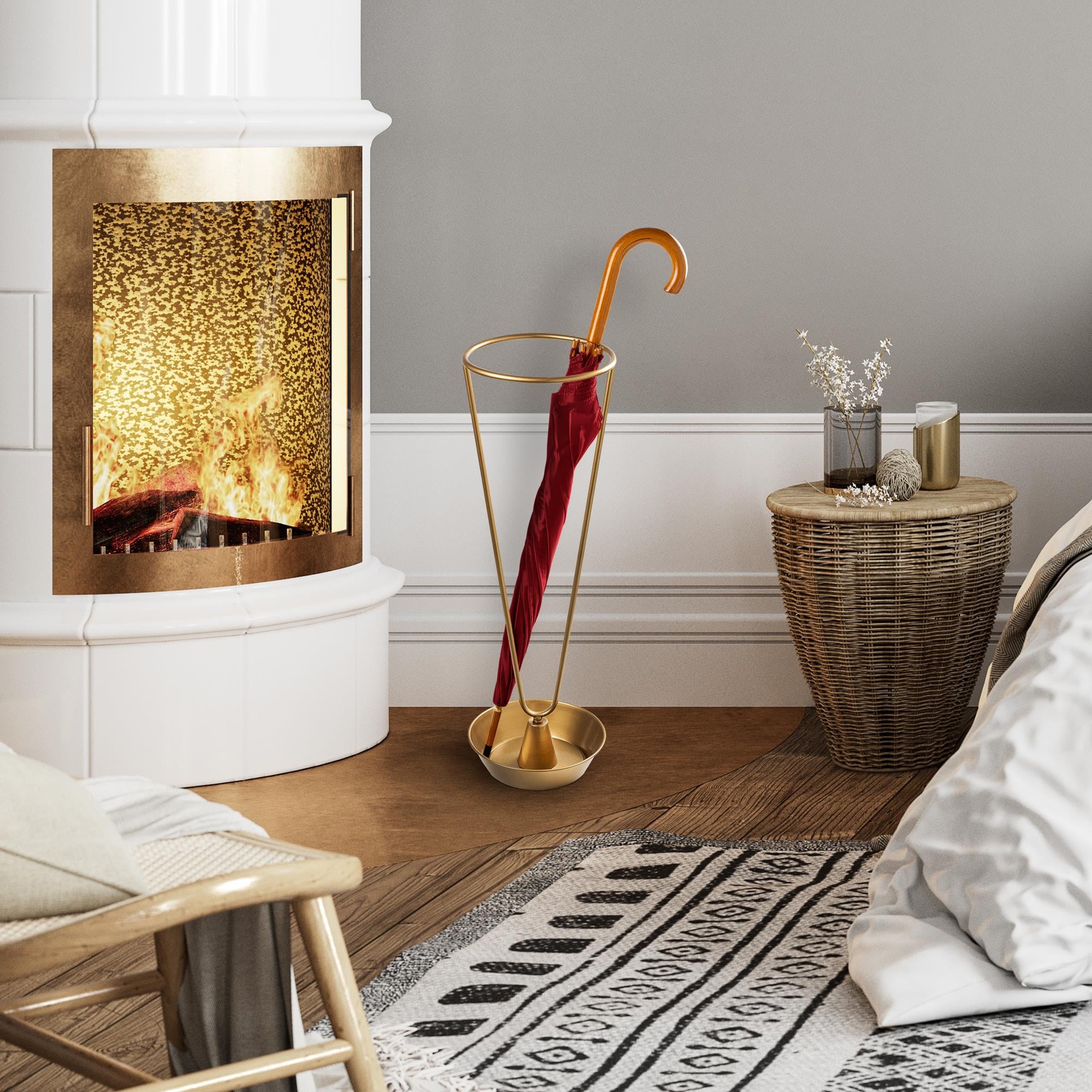 Altın Gold Metal Şemsiyelik 70 cm Minimal Dekoratif Ofis Kapı Önü Standı,SMS-006