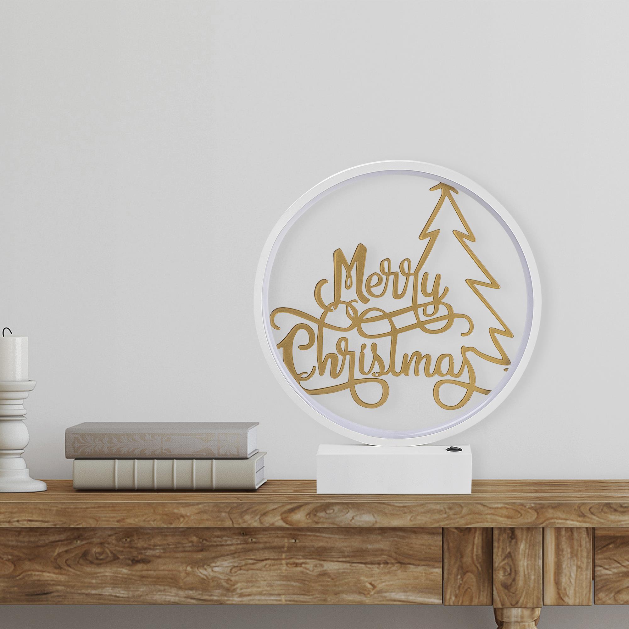 Masa Aydınlatması Pütürlü Beyaz Parlak Gold Xmas-034-A