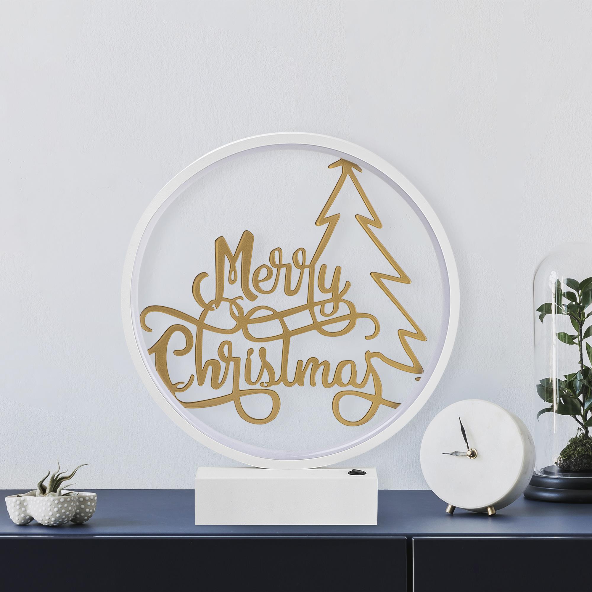Masa Aydınlatması Pütürlü Beyaz Parlak Gold Xmas-034-A