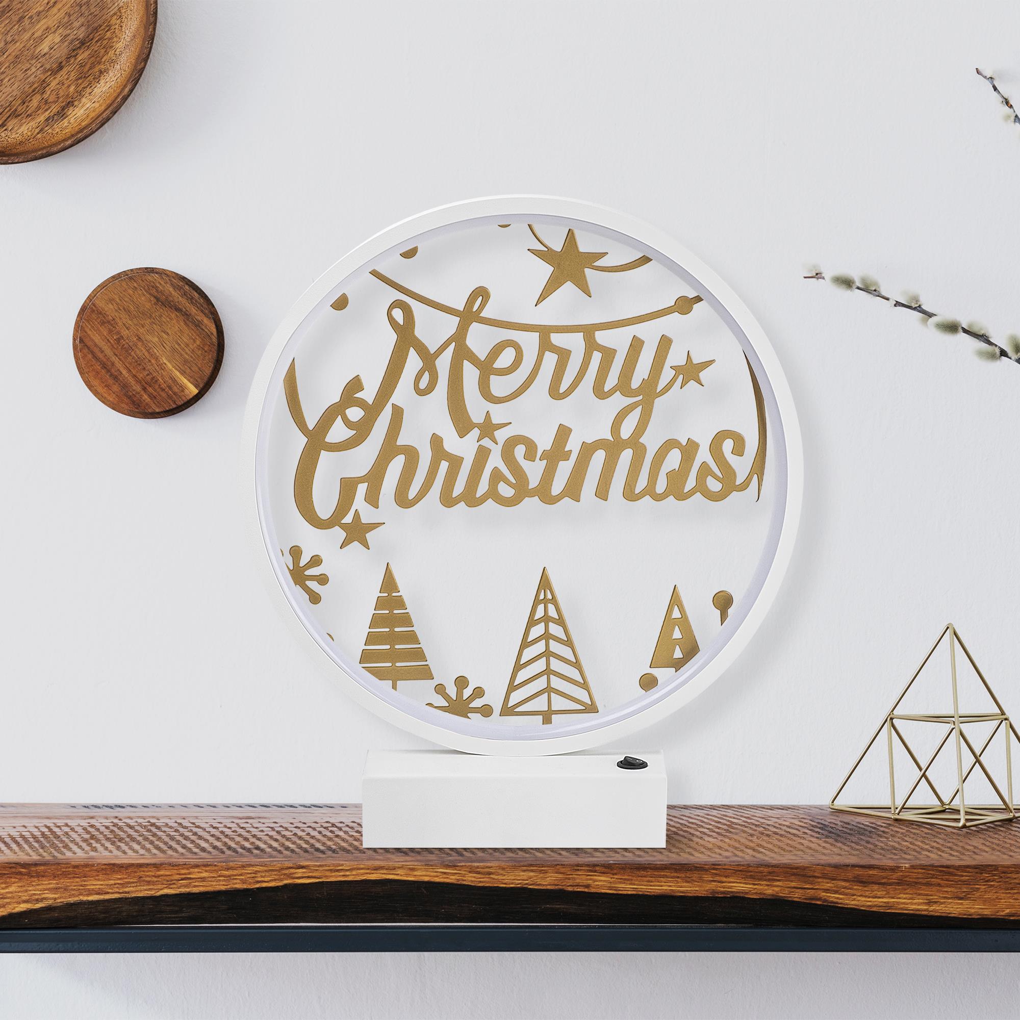 Masa Aydınlatması Pütürlü Beyaz Parlak Gold Xmas-036-A