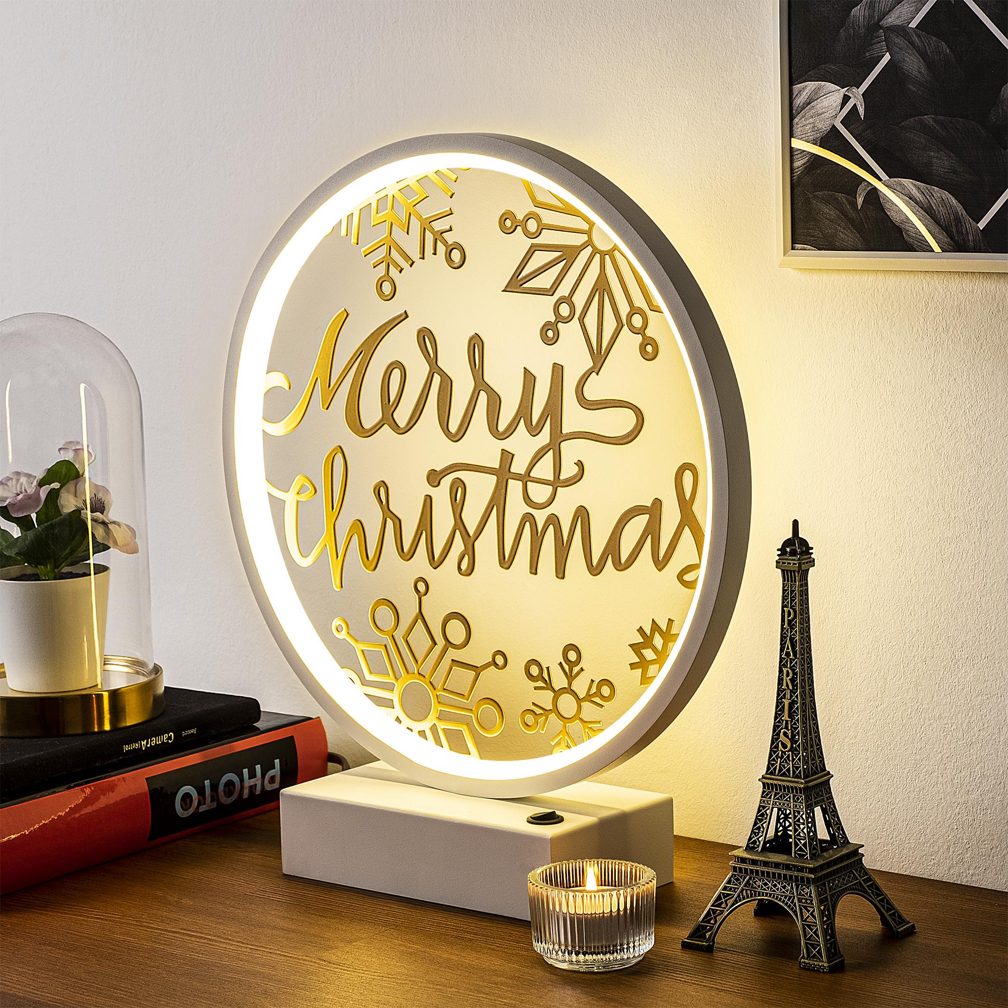 Masa Aydınlatması Pütürlü Beyaz Parlak Gold Xmas-037-A