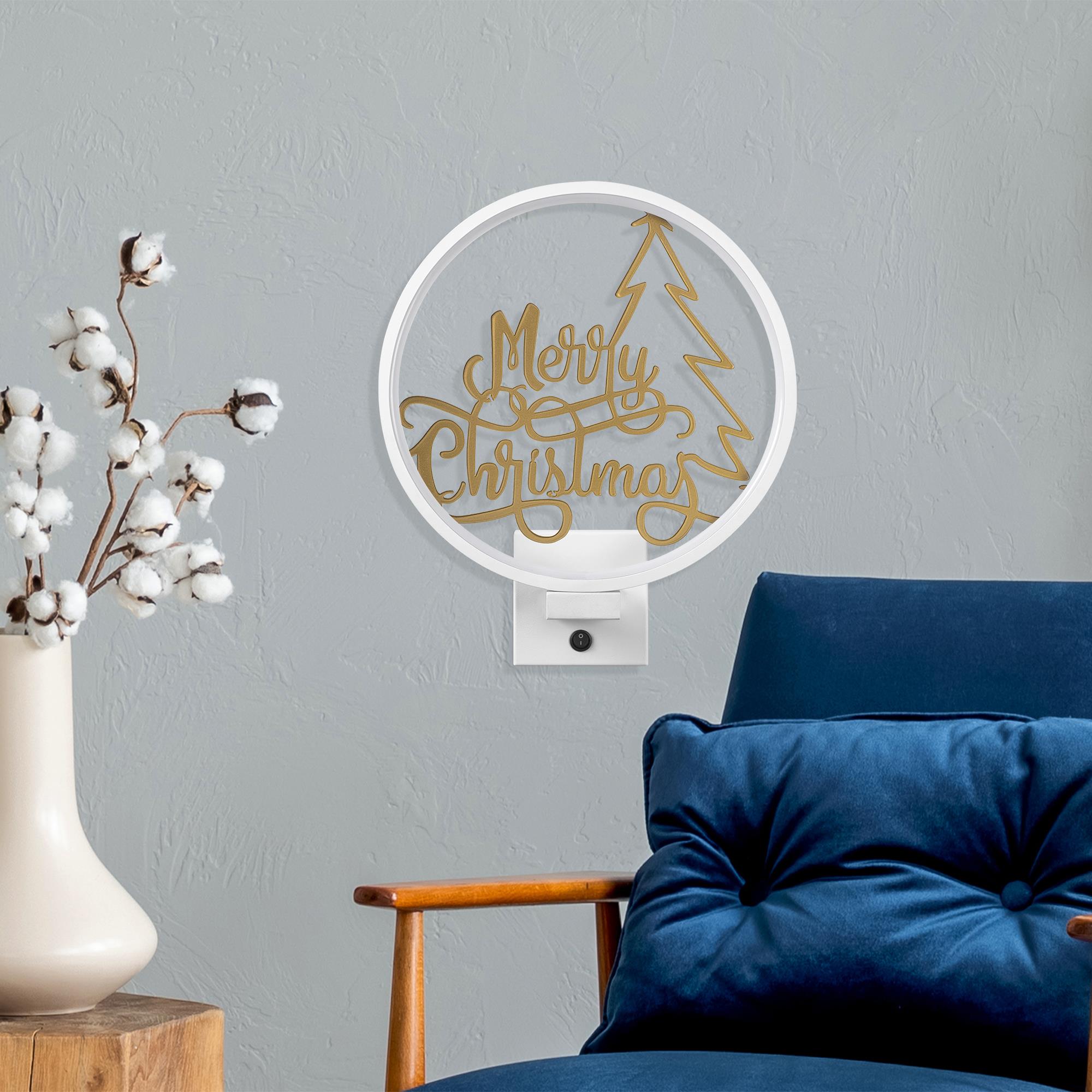 Duvar Aydınlatması Pütürlü Beyaz Parlak Gold Xmas-042-A