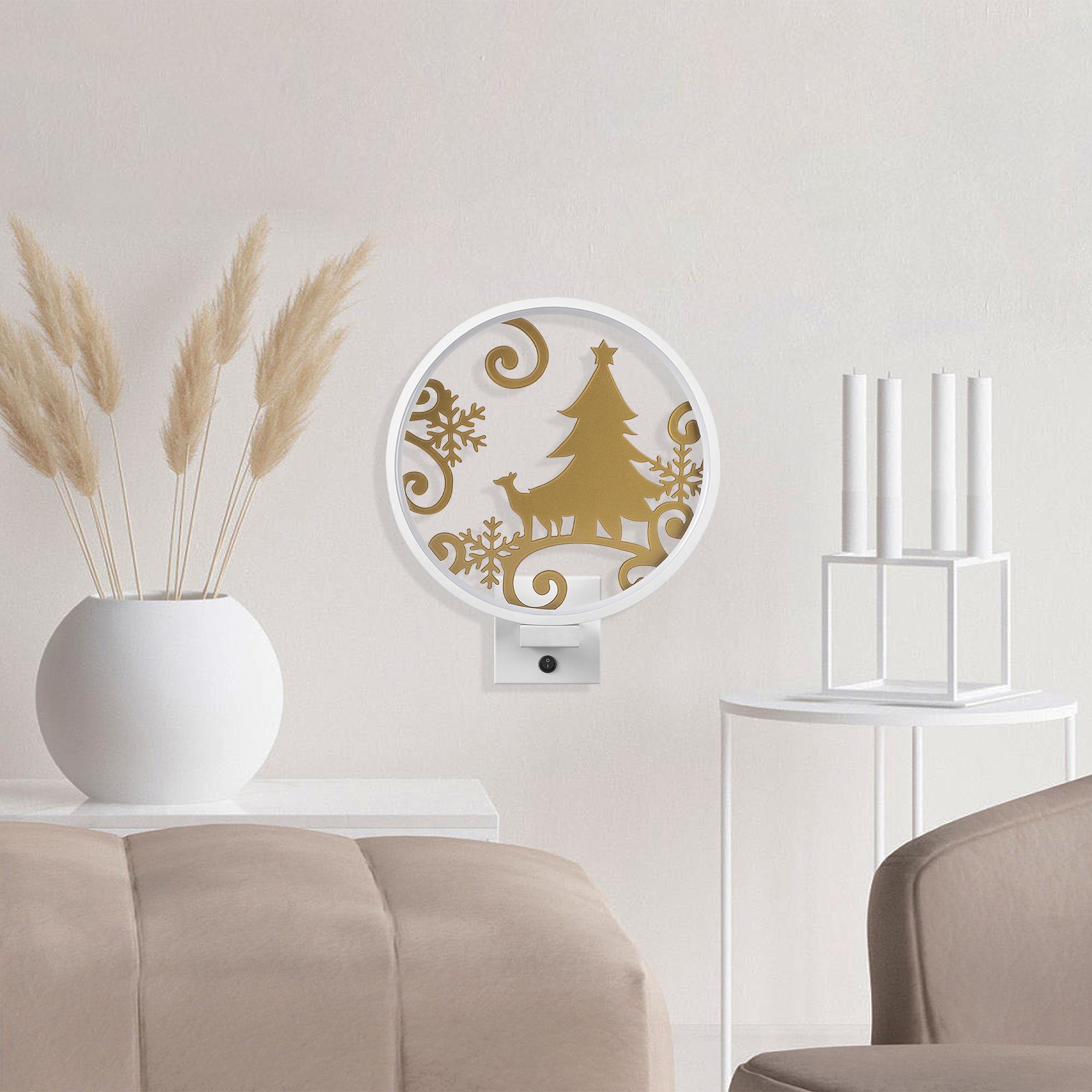 Duvar Aydınlatması Pütürlü Beyaz Parlak Gold Xmas-043-A