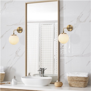 Modern Altın Eskitme Aplik Beyaz Cam Küre E14 Duy Banyo Ayna Yanı Salon Duvar Lambası,VIRAN-10895