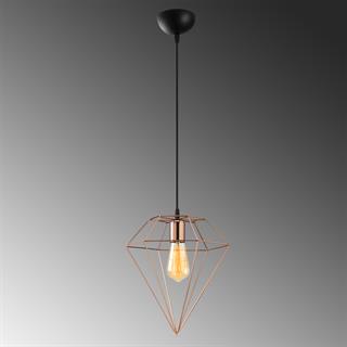 Elmas Tekli Tel Sarkıt Avize Bakır Kaplama, Modern Dekoratif Metal Lamba ELMAS-6289